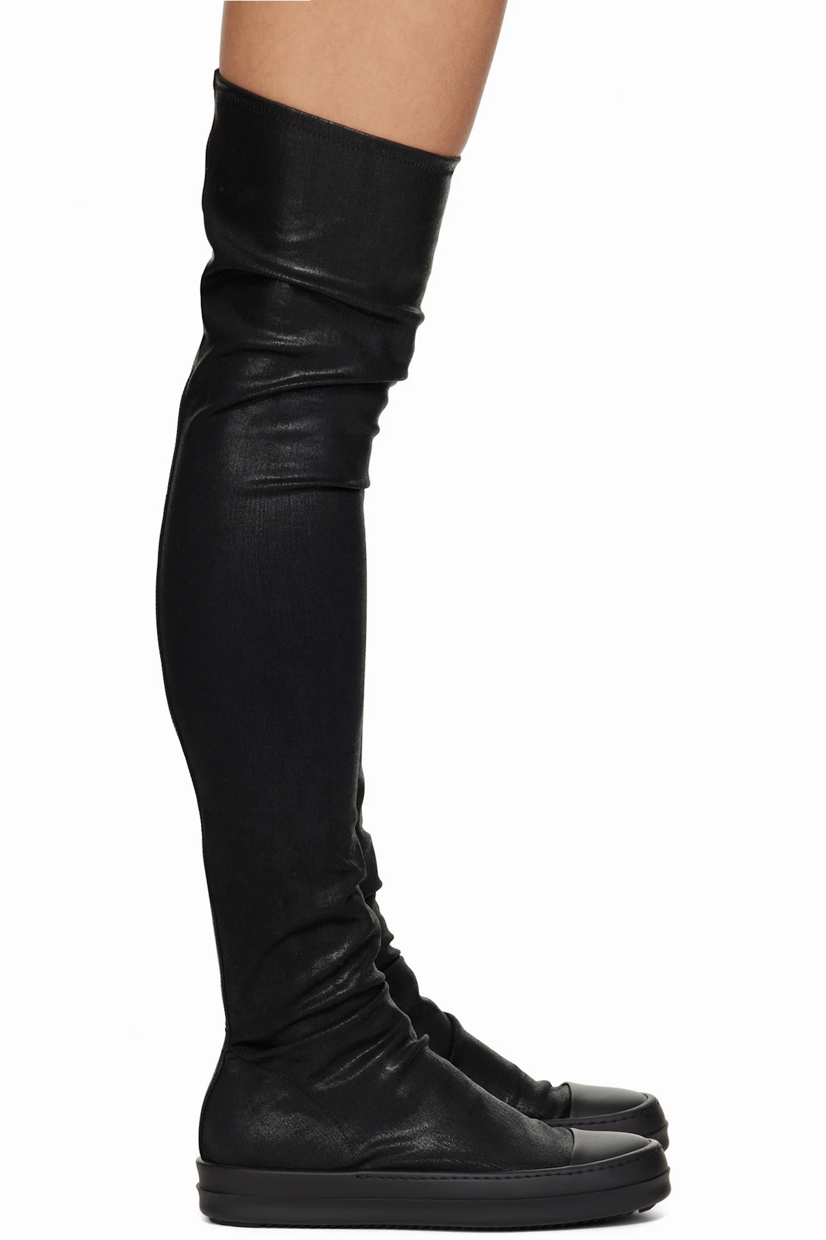 Black Hollywood High Sock Sneaks Tall Boots