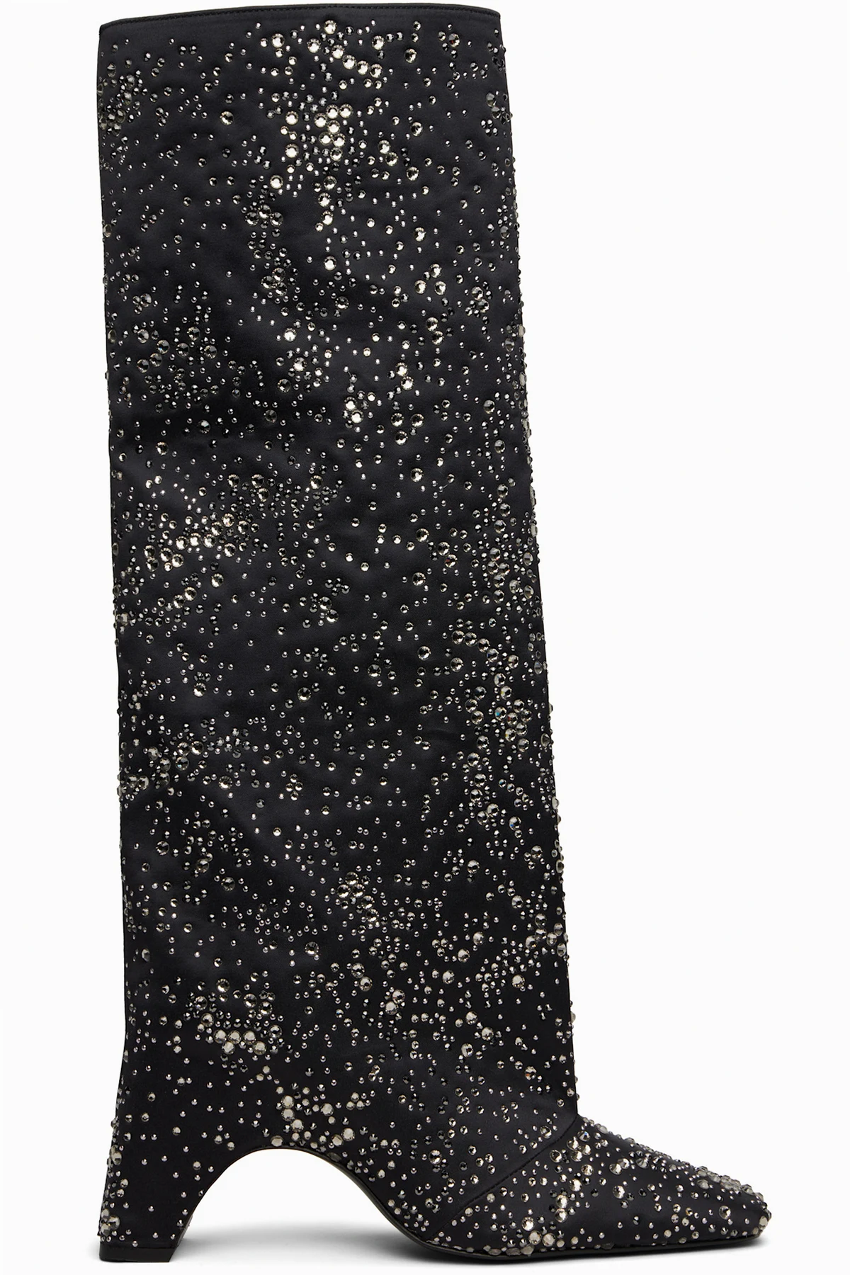 Black Crystal-Embellished Bridge Tall Boots