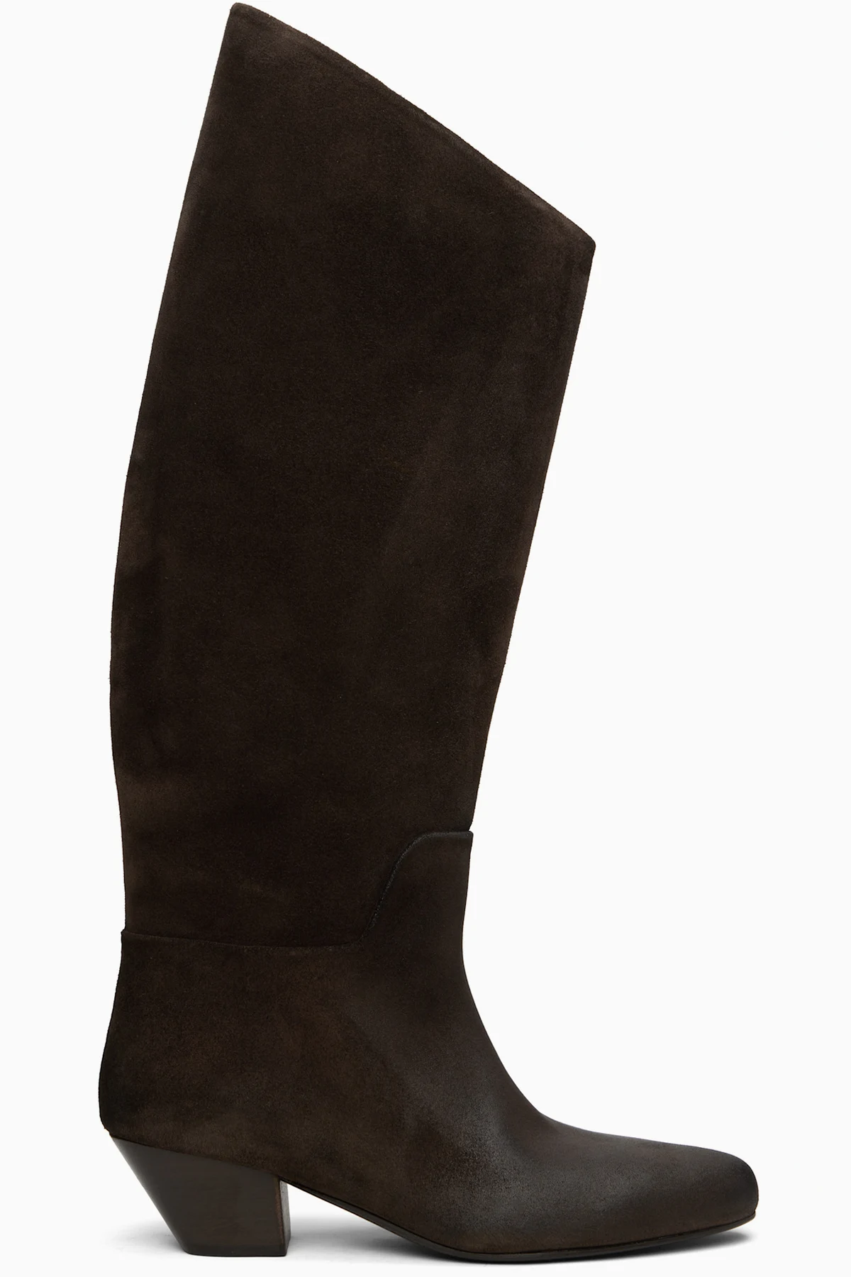 Brown Goccio Reversed Leather Tall Boots