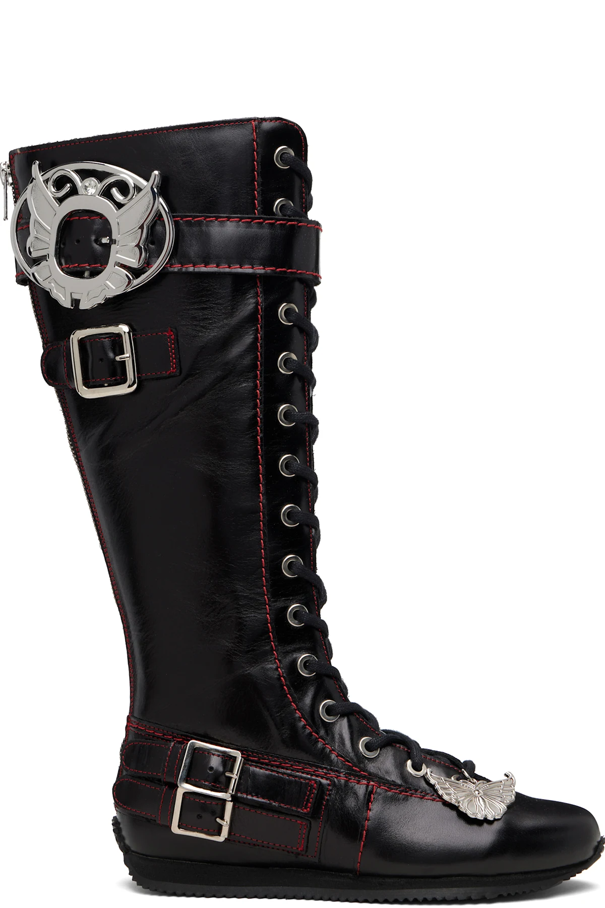 Black Chunky Lace Up Stefanie Tall Boots