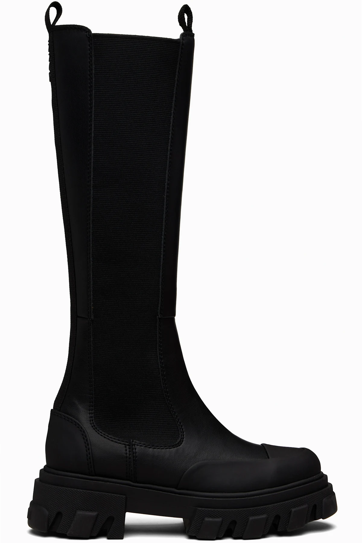 Black Cleated Tall Chelsea Boots