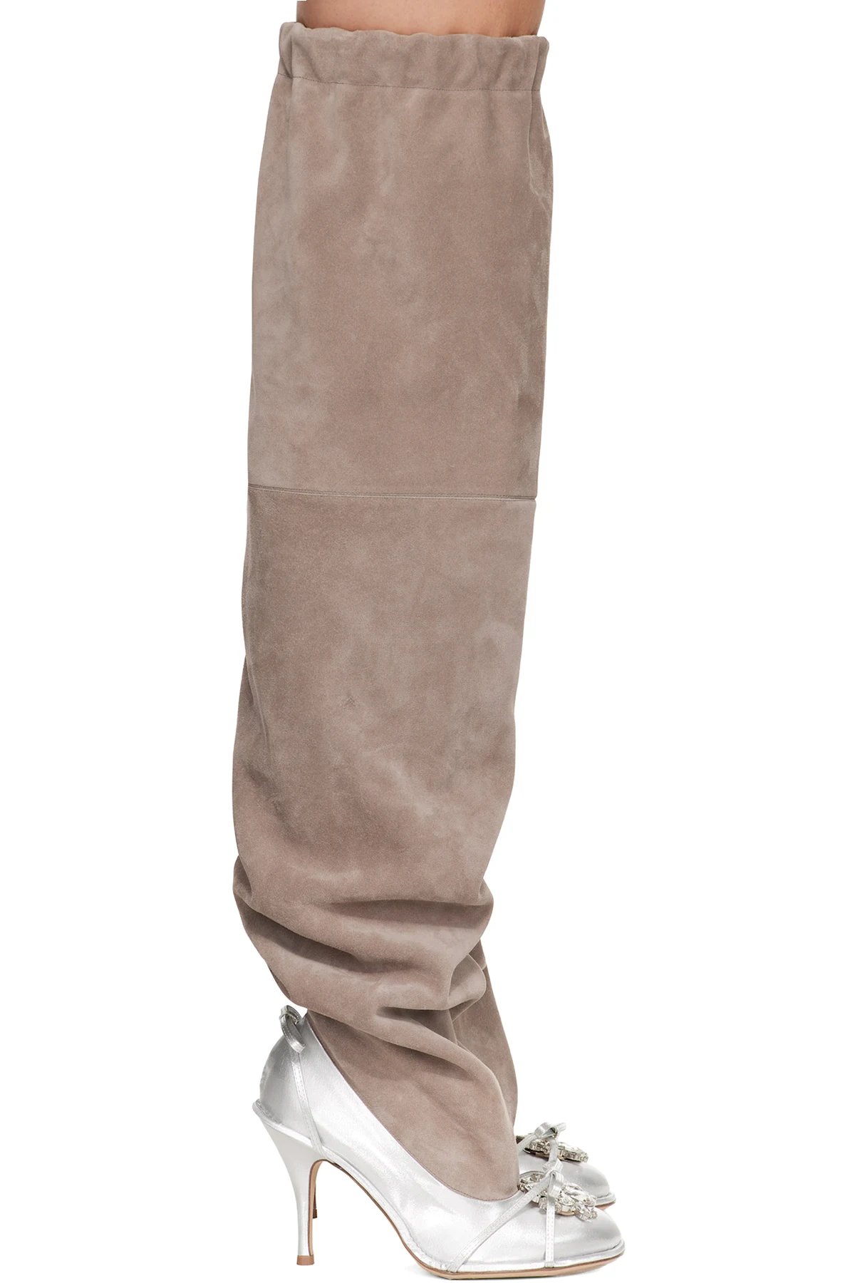 Silver & Beige Double Thigh-High Tall Boots
