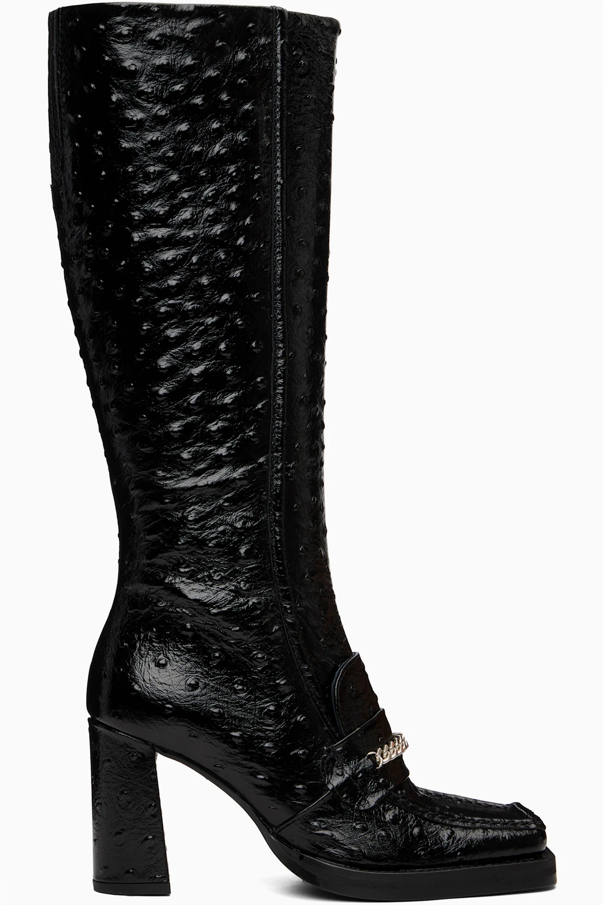 Black Square Toe Heel Tall Boots