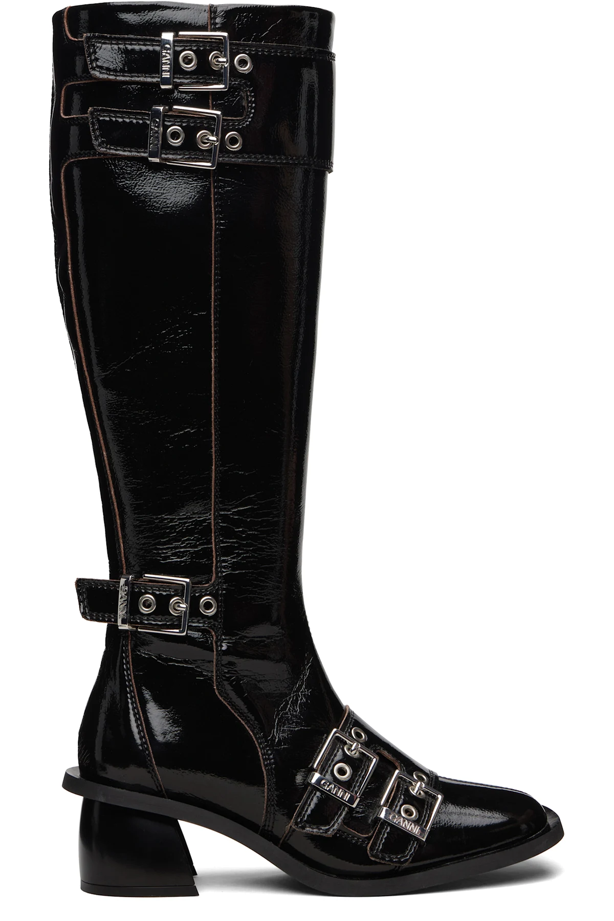 Black Feminine Buckle Tall Boots