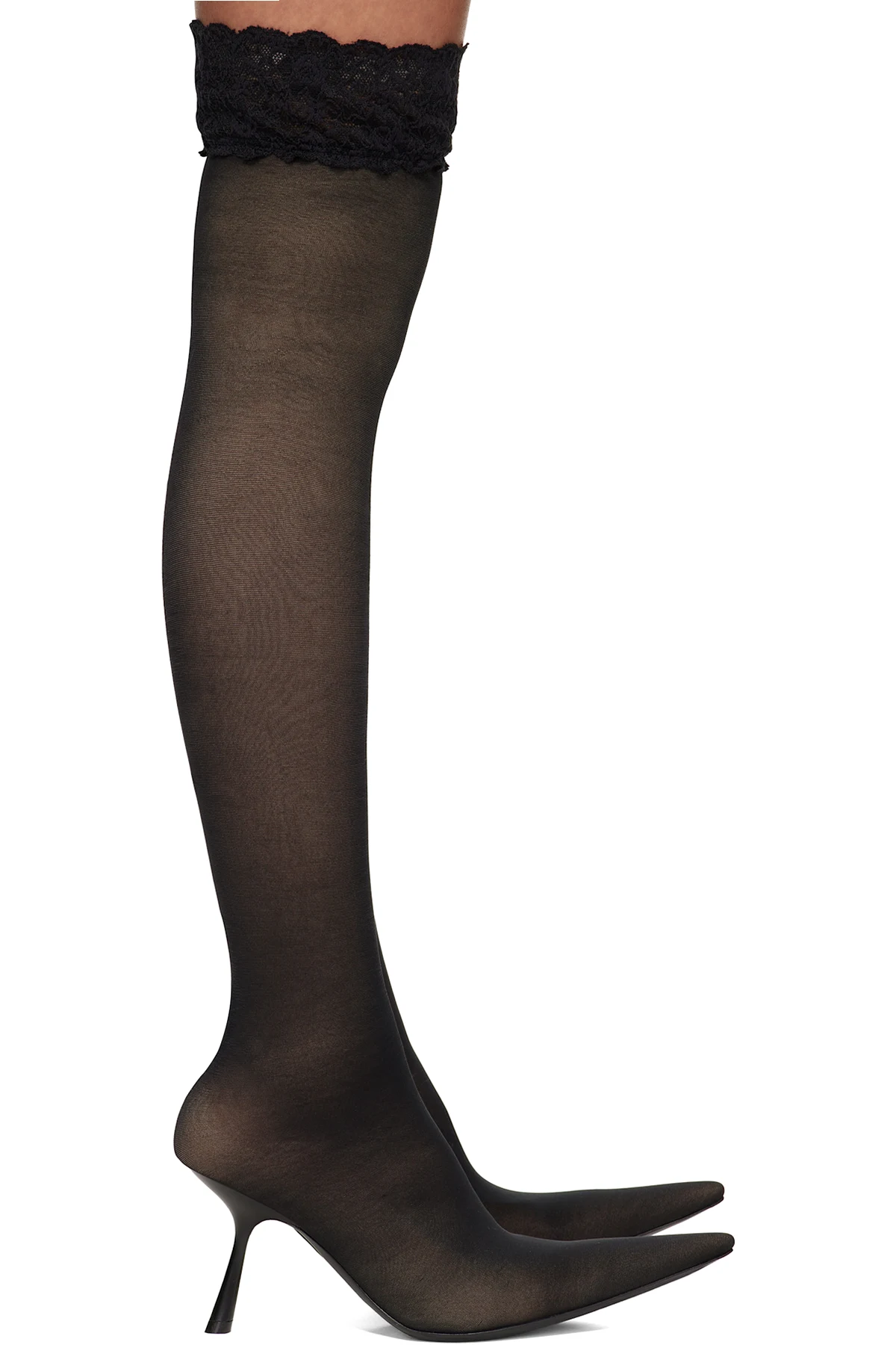 Black Stocking Heeled Tall Boot