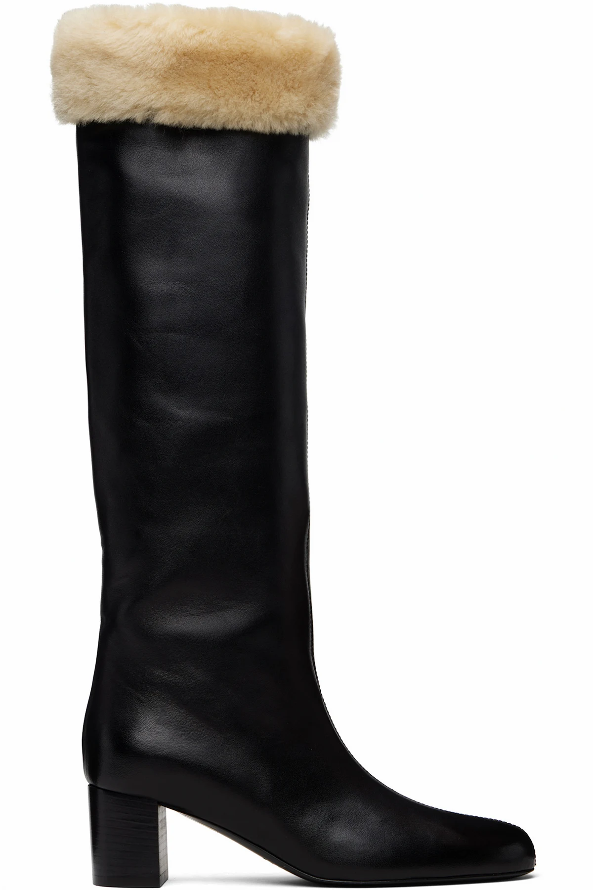 Black Downtown Shearling Knee-High Tall Boots