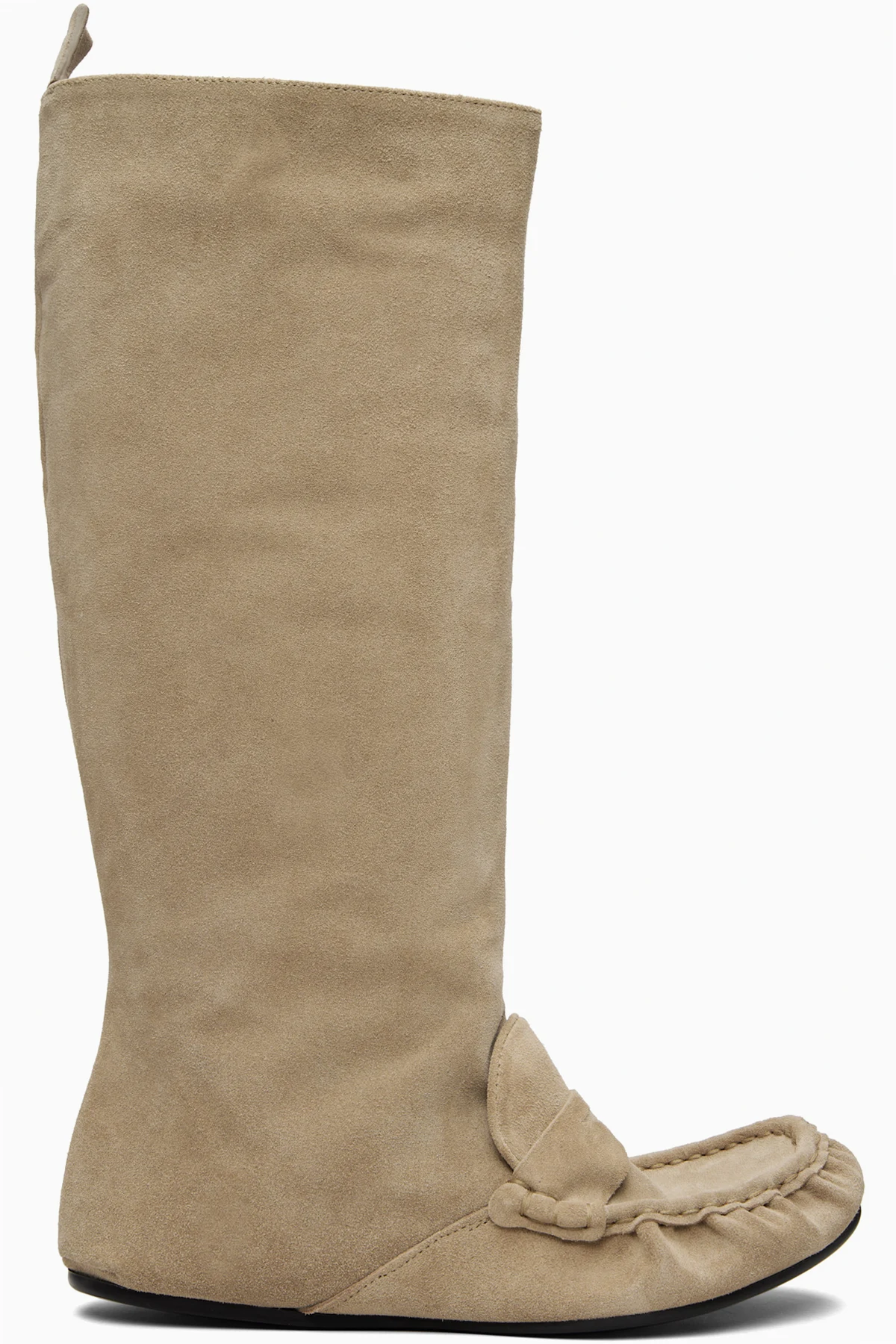 Beige Slouch Saddle Tall Boots