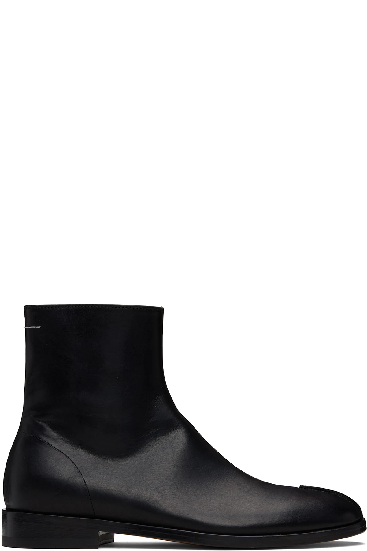 Black Shiny Vegetable Tanned Leather Trunk Boots