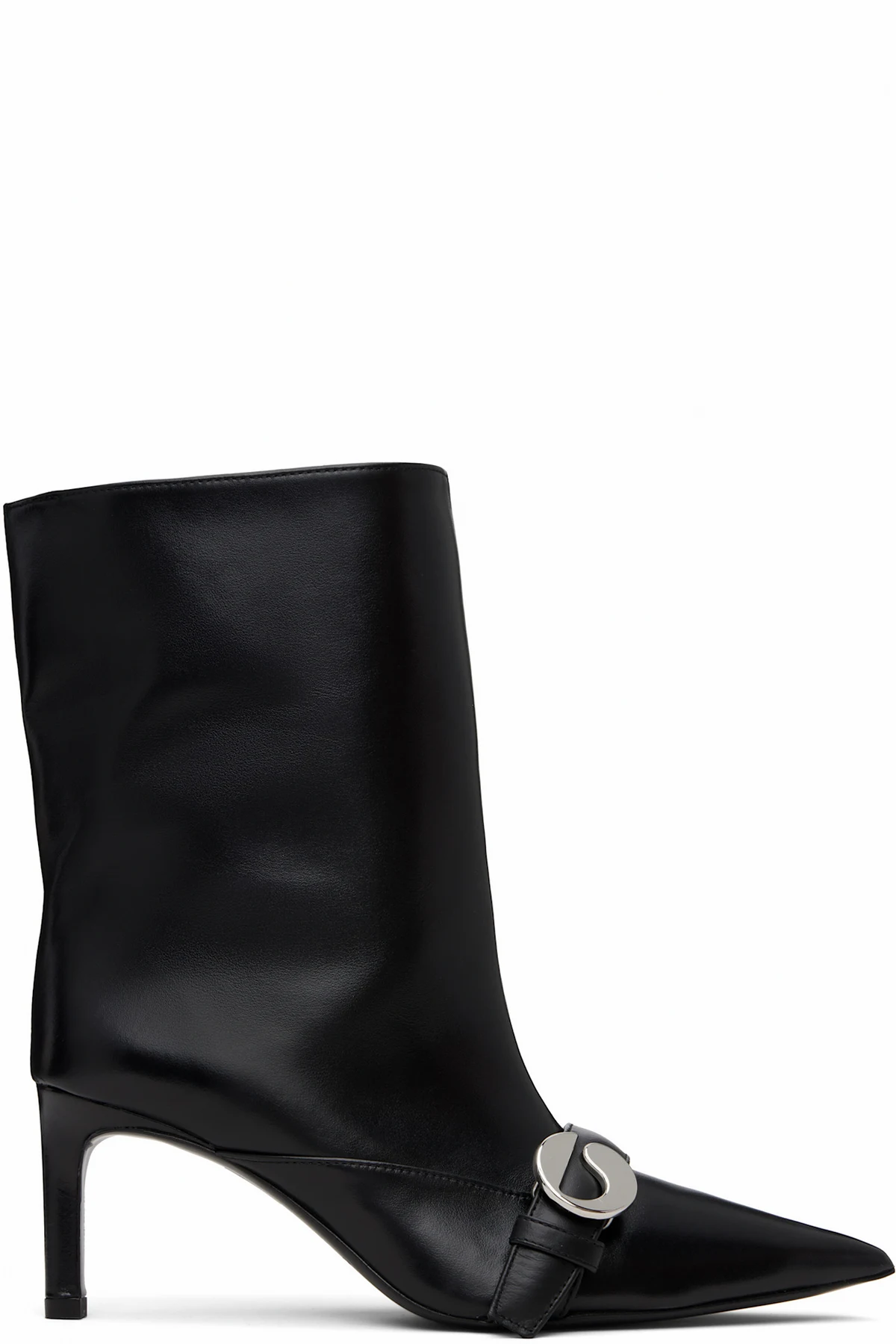 Black Ankle Heeled Belt Boots