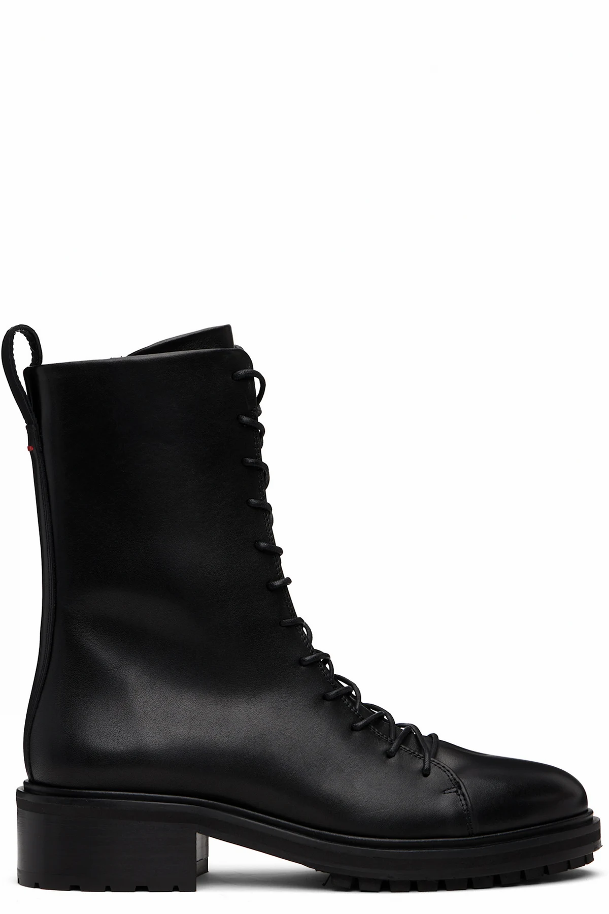 Black Isa Leather Lace-Up Ankle Boots