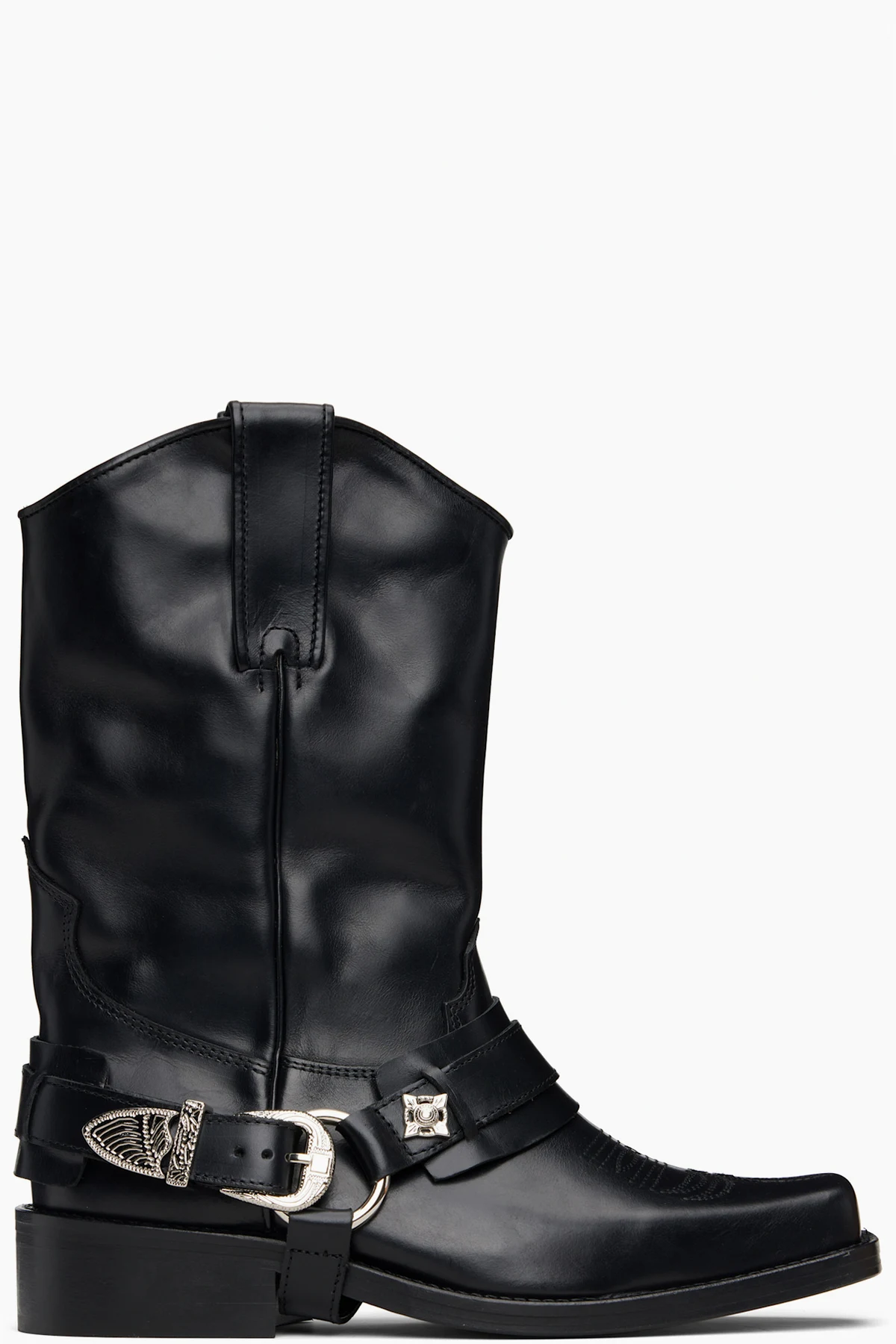 Black Hard Leather Boots