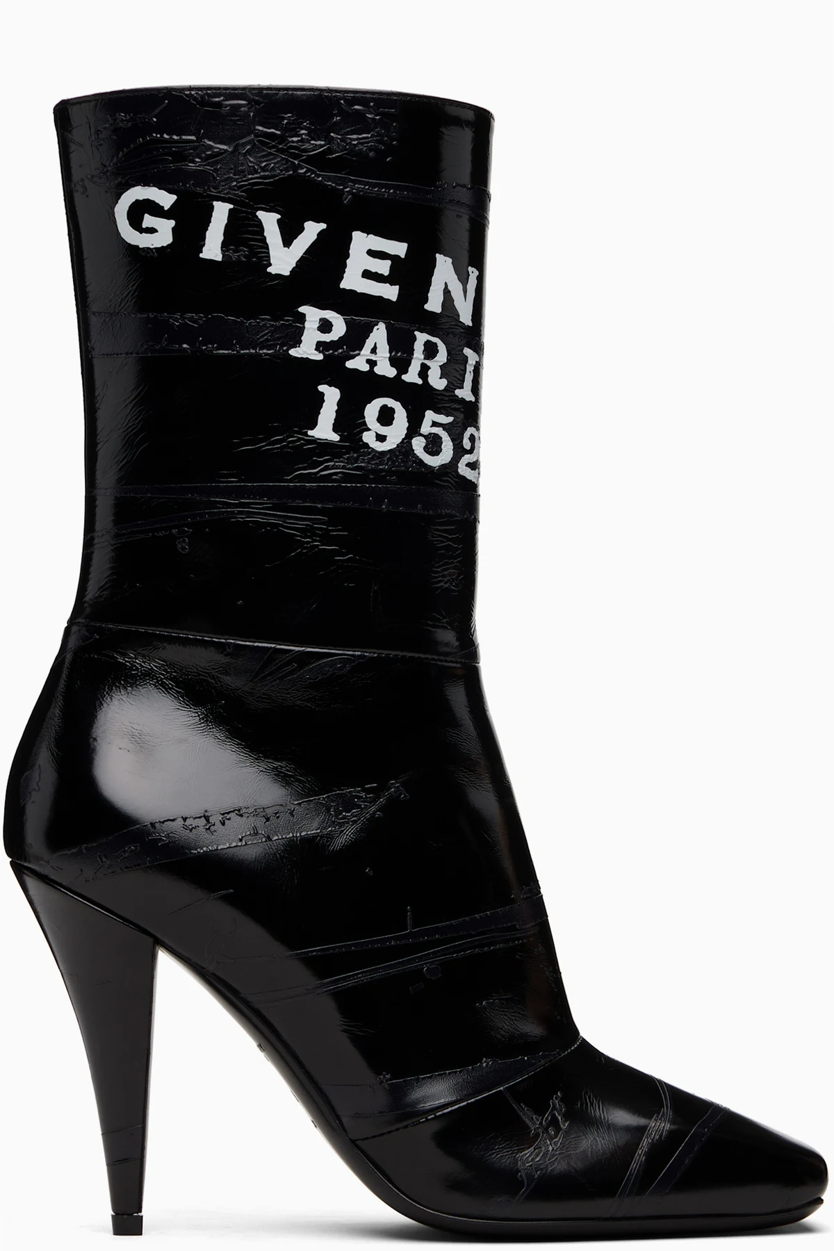 Black Sliced Square 'GIVENCHY' Tape Boots