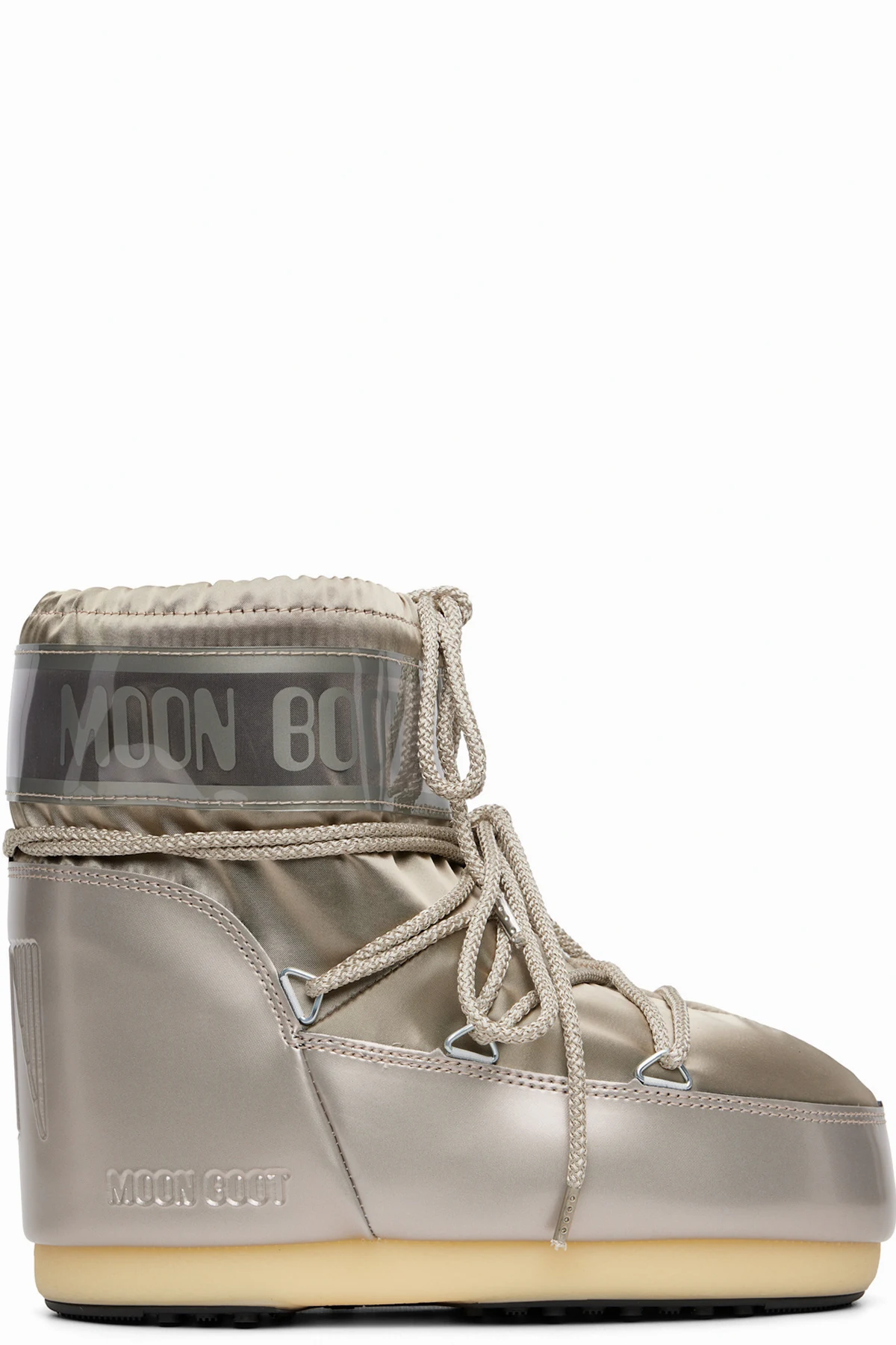 Silver Icon Low Glance Satin Boots