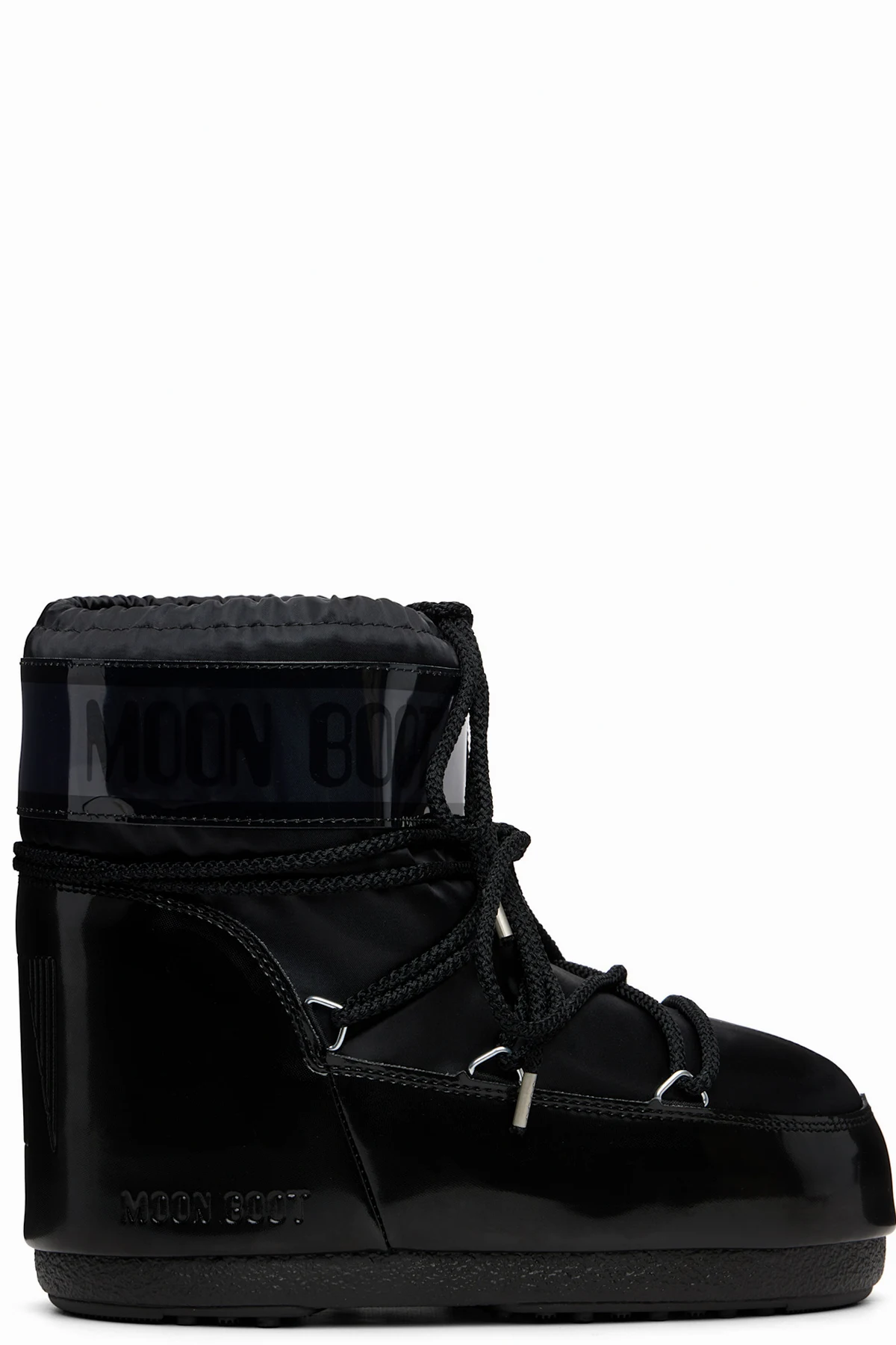 Black Icon Low Glance Satin Boots
