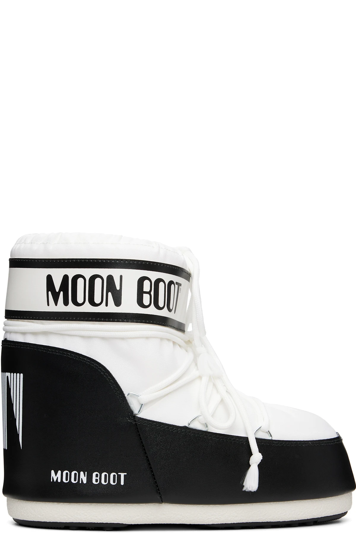White & Black Icon Low Nylon Boots