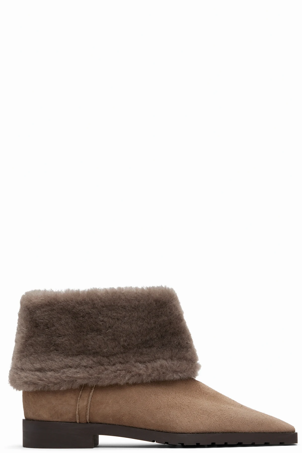 Beige Fold-Down Shearling Boots