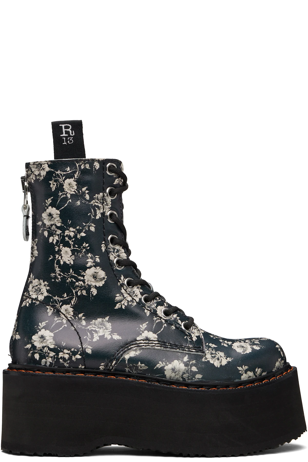 Black & Off-White Double Stack Boots