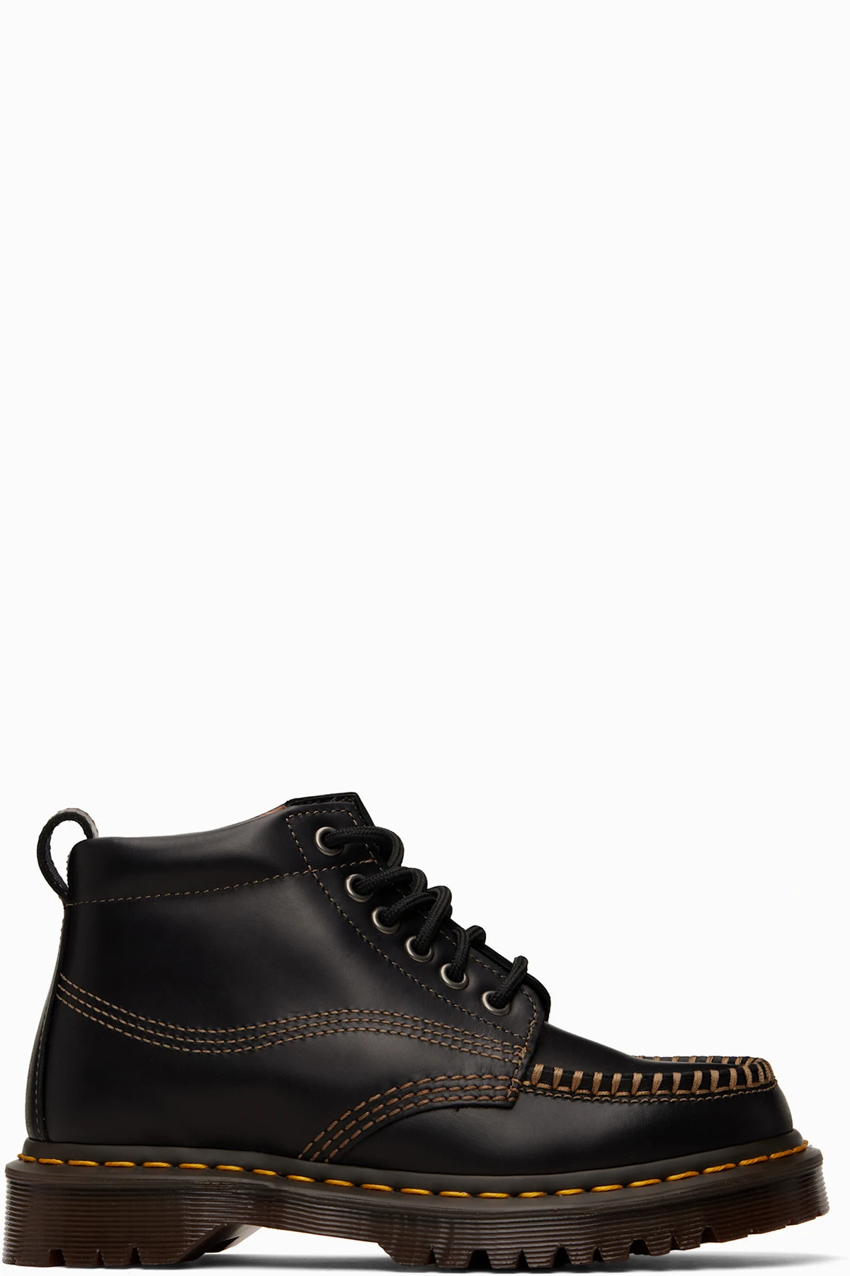 Black Lowell Chukka Moc Toe Leather Ankle Boots