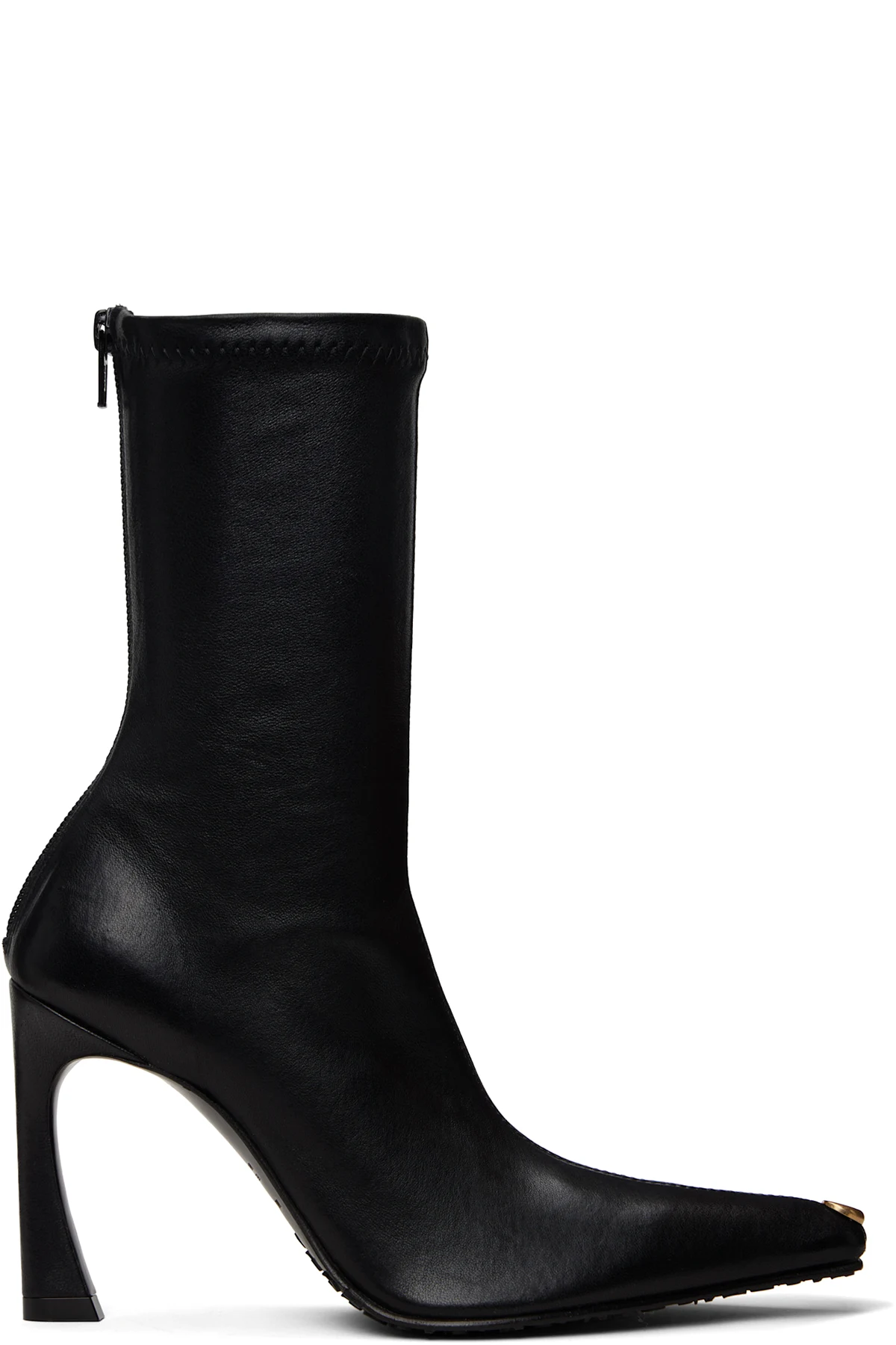 Black Smooth Leather MS Kiss Ankle Boots