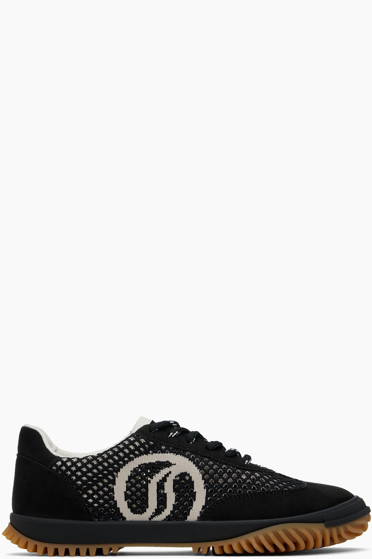 Black & Gray S-Wave Sport Mesh Paneled Sneakers
