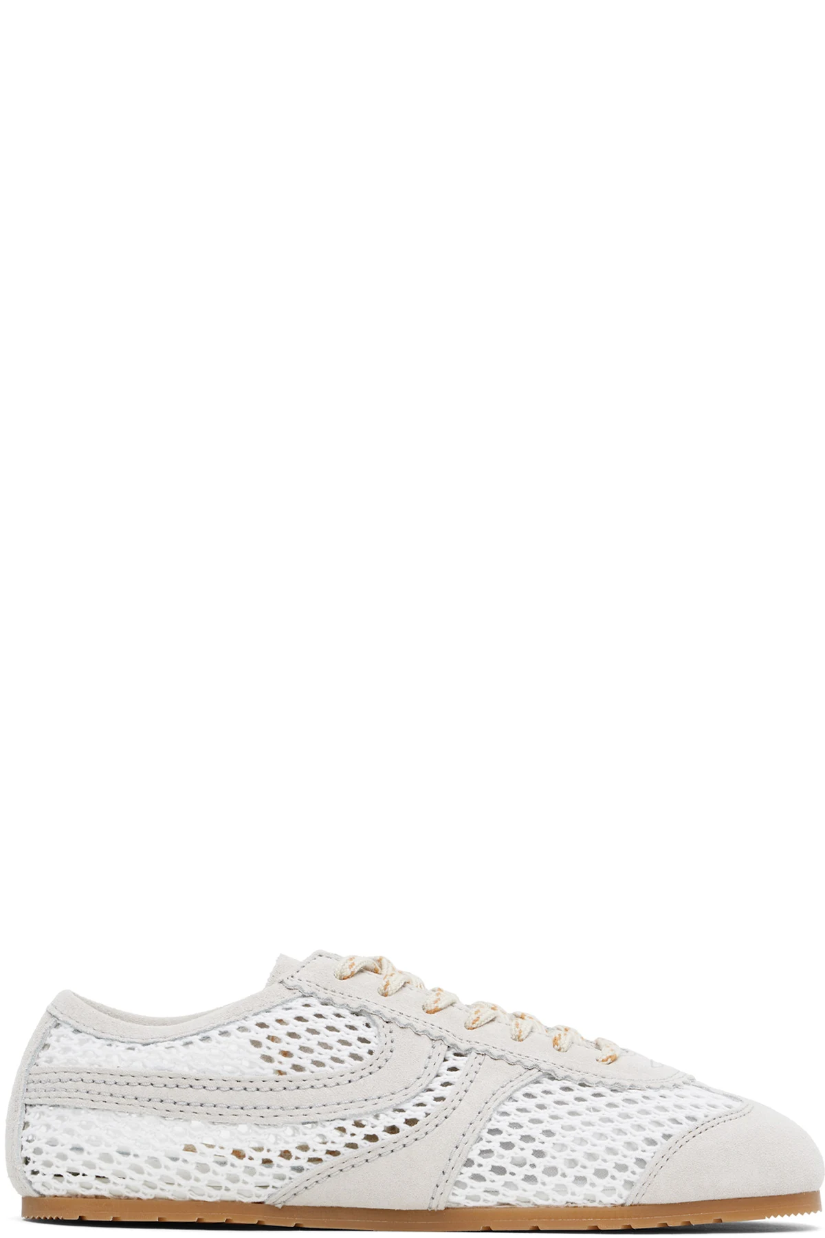 White & Taupe Suede Sneakers