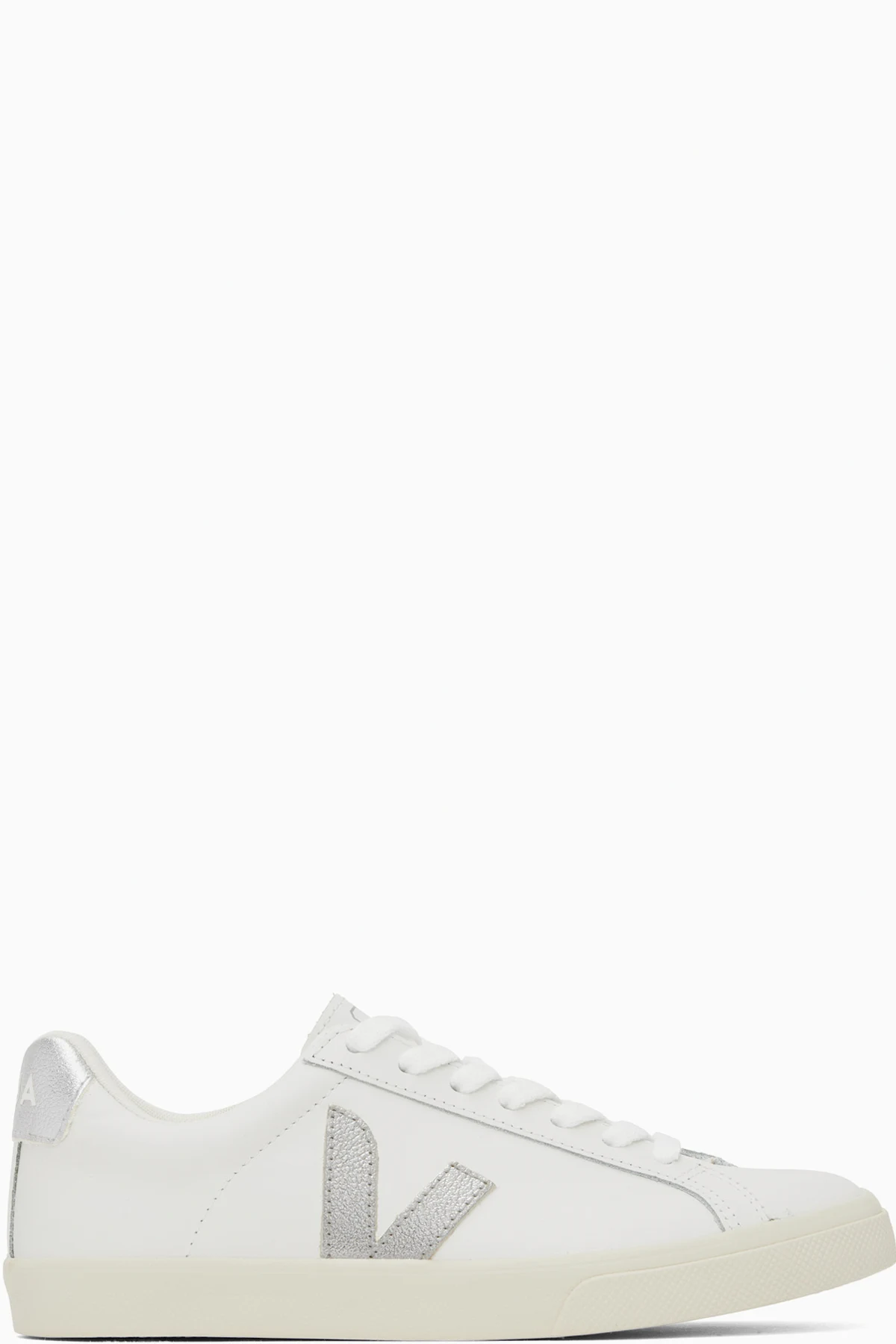 White & Silver Esplar Leather Sneakers