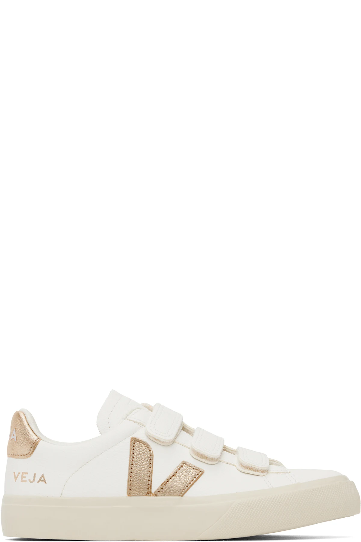 White & Gold Recife Leather Sneakers