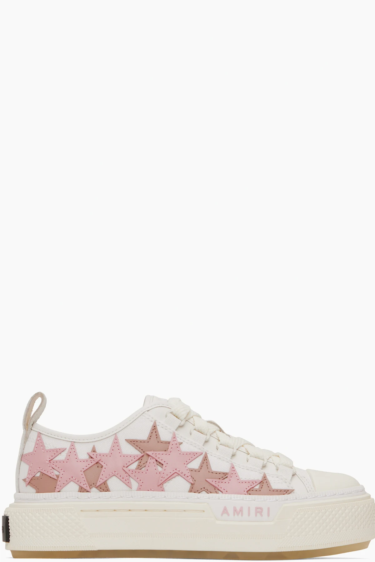 White & Pink Stars Court Low Sneakers
