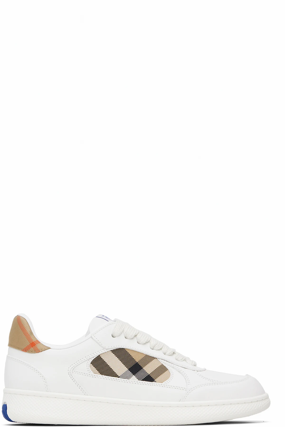 White Leather & Check Terrace Sneakers​