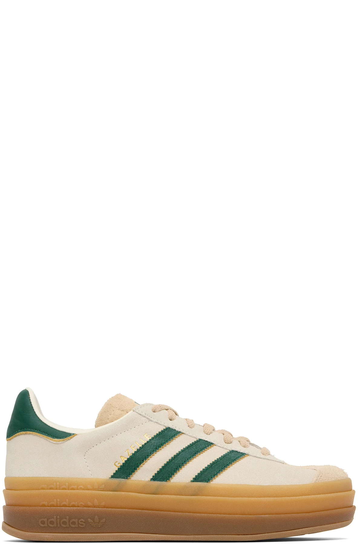 Beige & Green Gazelle Bold Sneakers