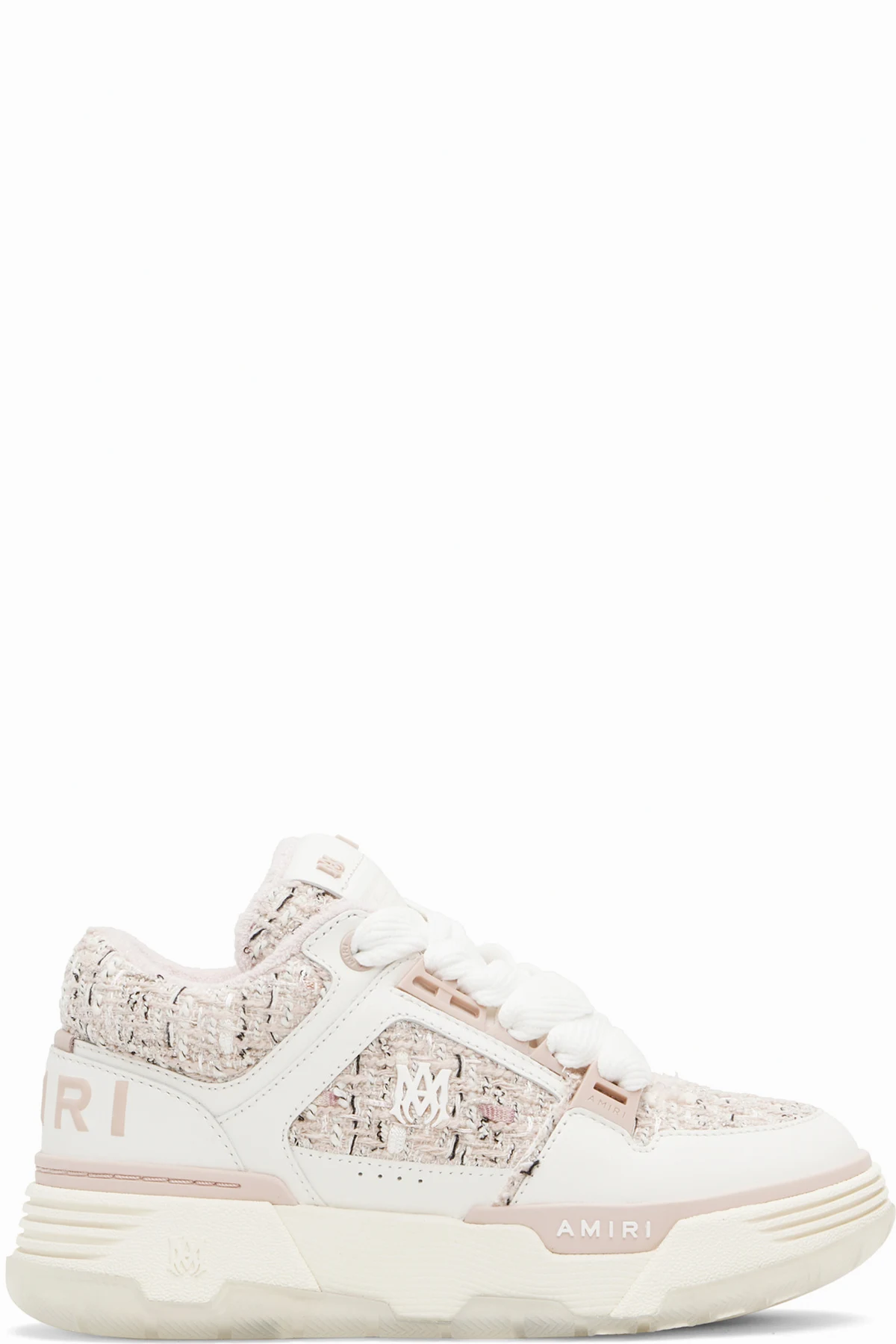 White & Pink Bouclé MA-1 Sneakers