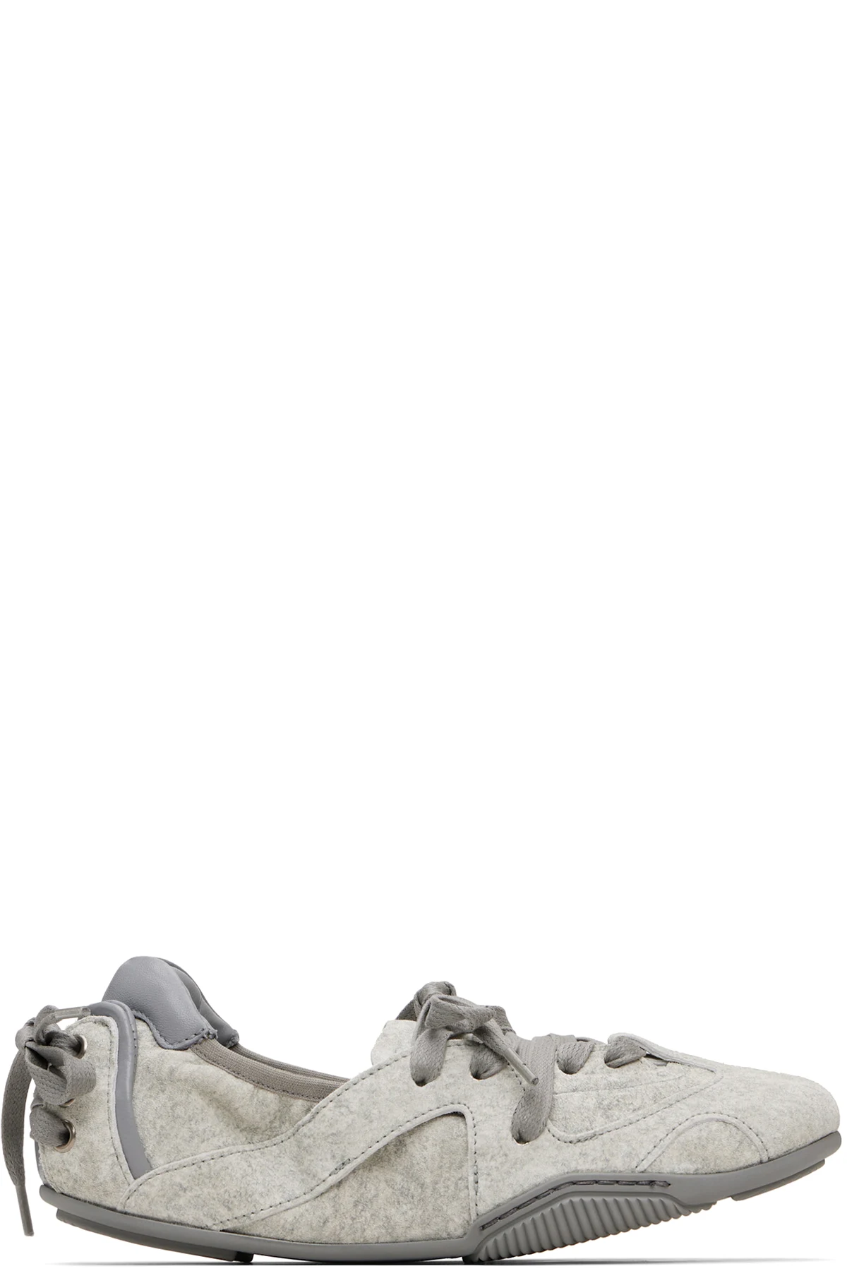 Gray Lace-Up Leather Sneakers