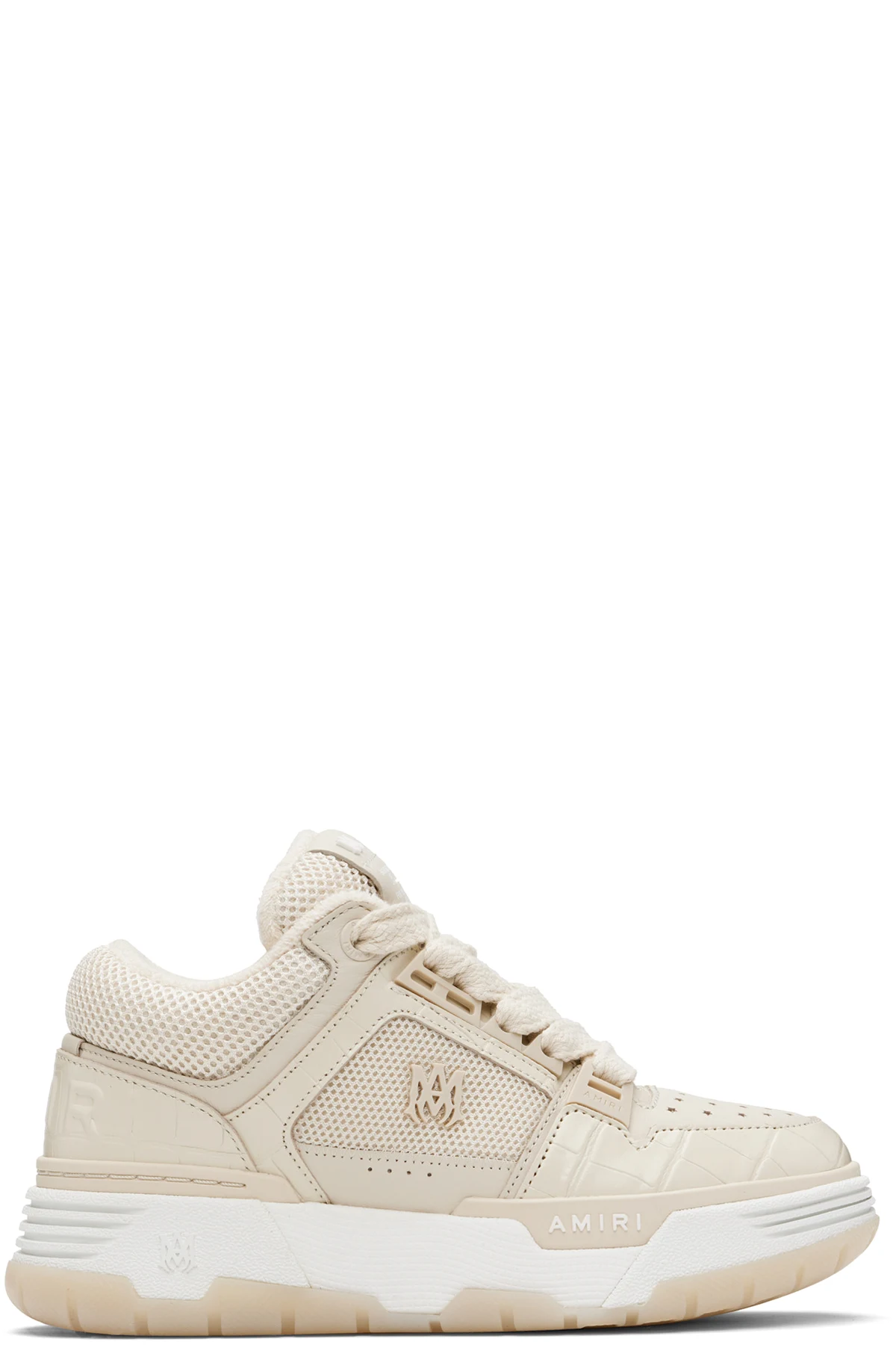Beige Croc Debossed MA-1 Sneakers
