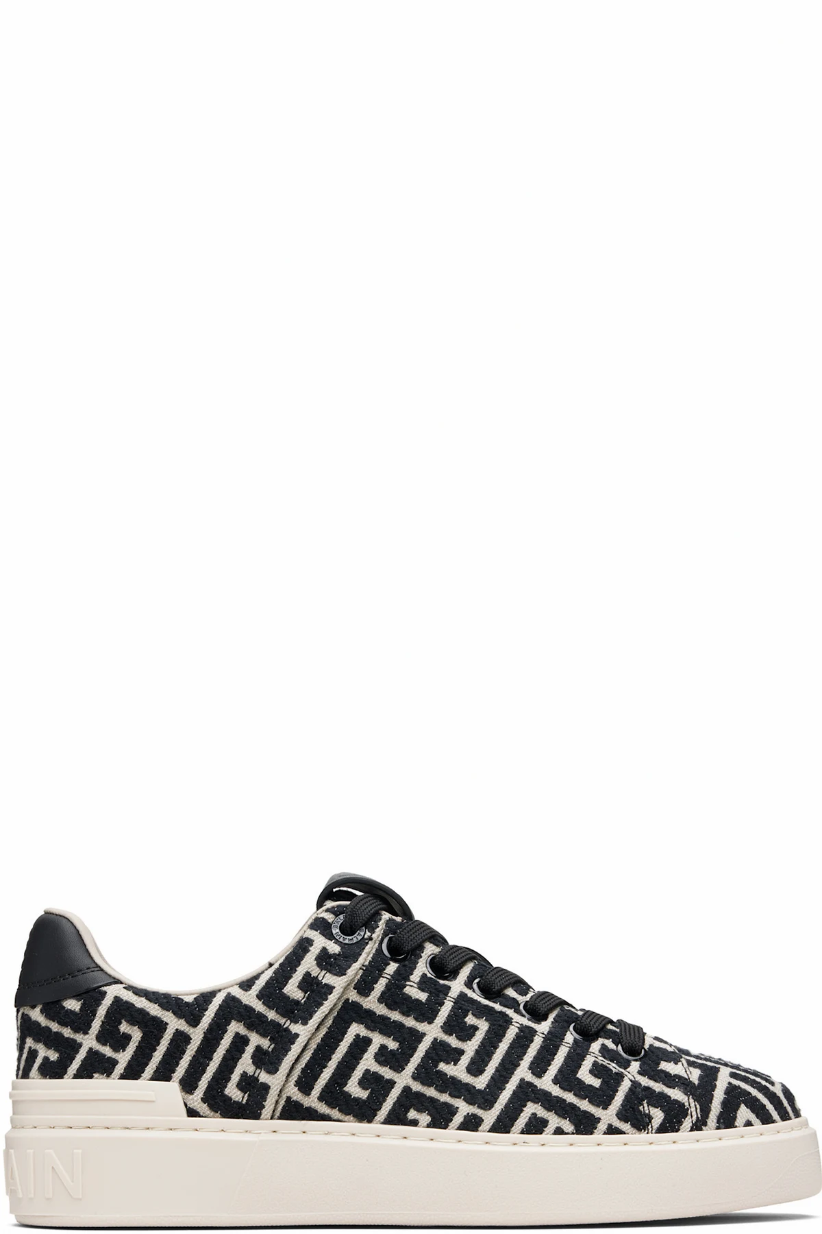 Black & Off-White Monogram Jacquard B-Court Sneakers