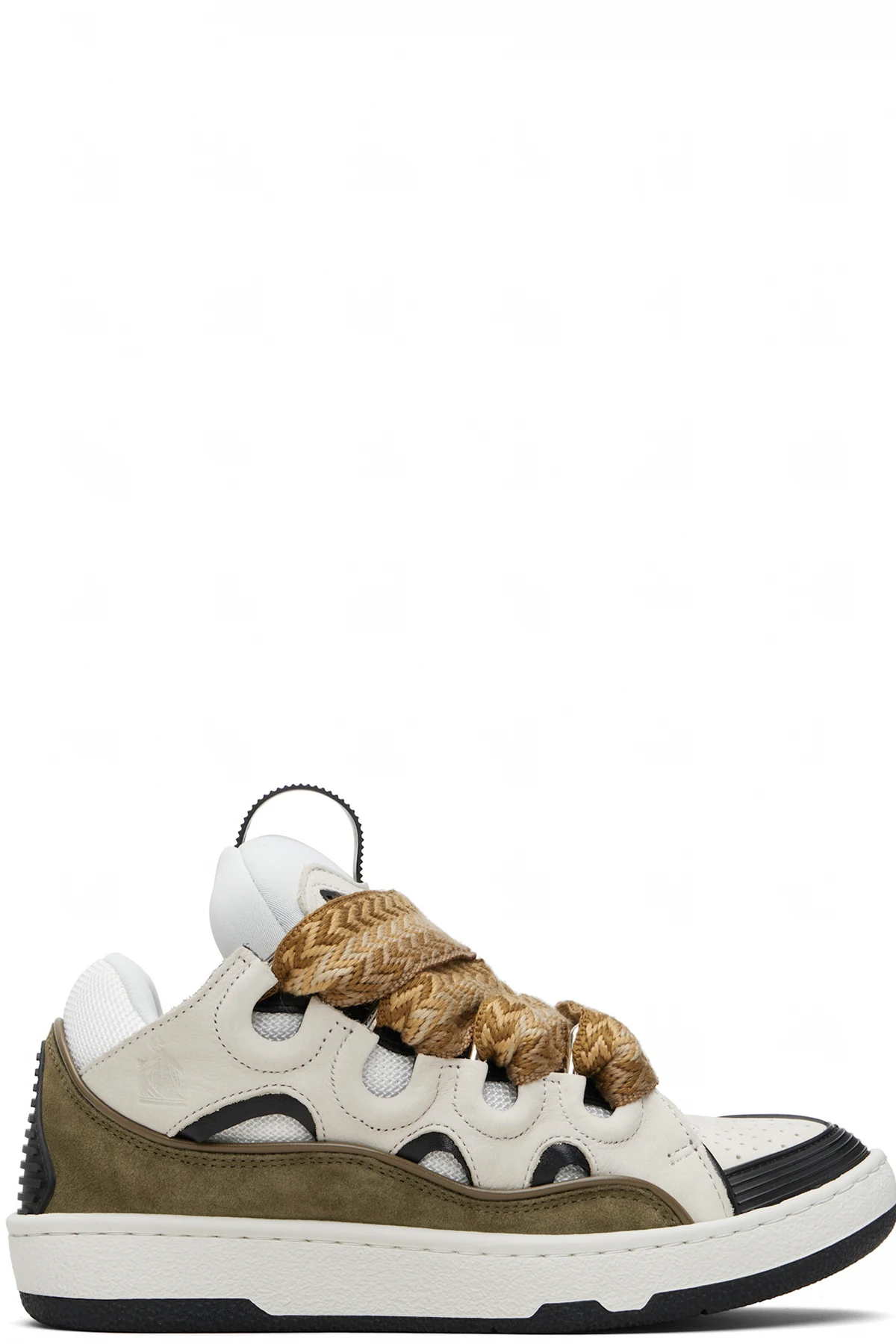 Off-White & Khaki Curb Leather Sneakers