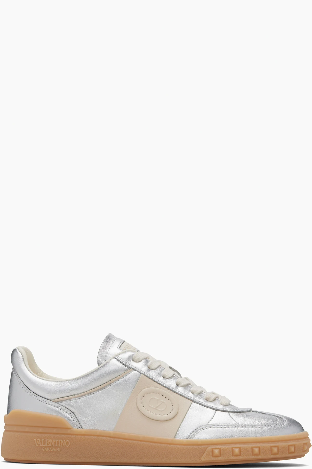 Silver Upvillage Trainer Leather Band Sneakers