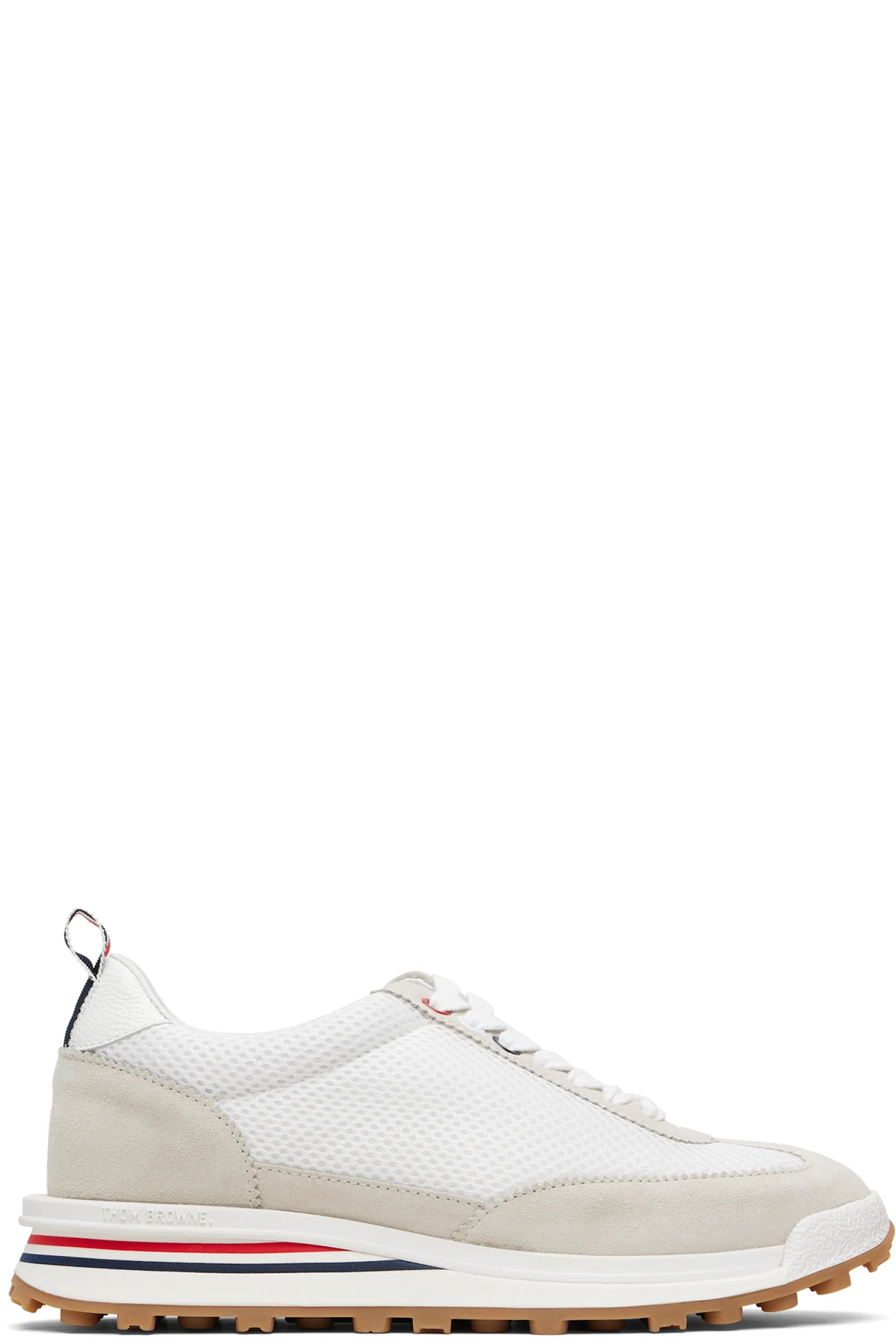 White & Beige Nylon Tech Runner Sneakers