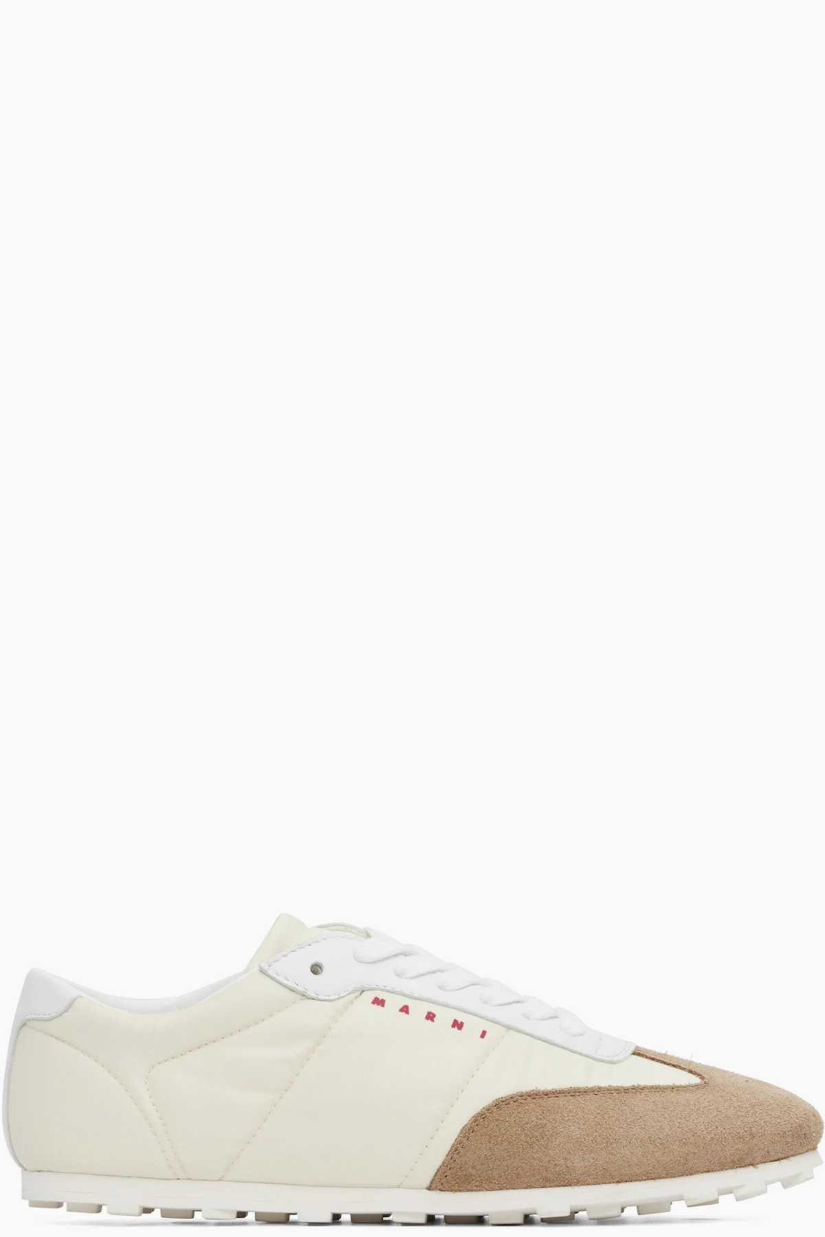 Off-White & Brown Nylon Softy Sneakers