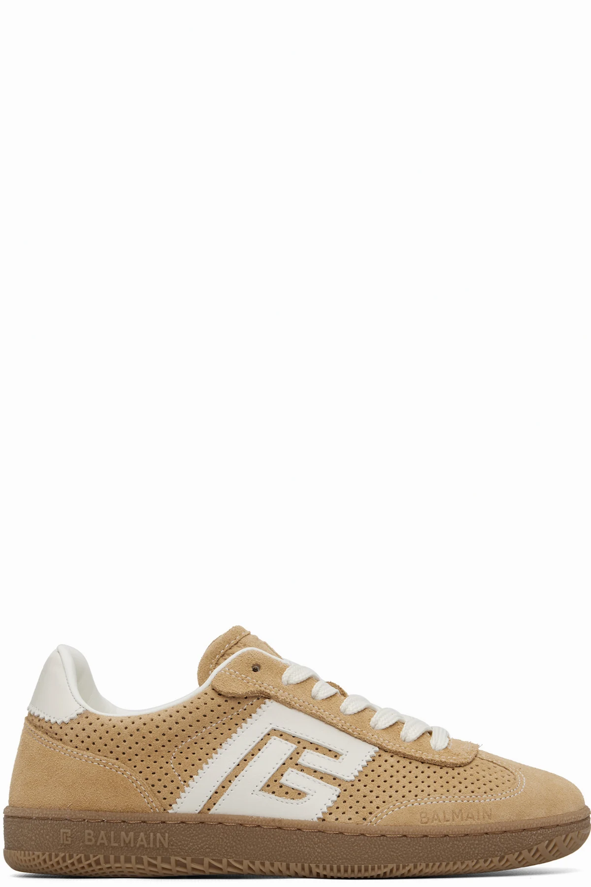 Beige Suede Balmain Swan Sneakers