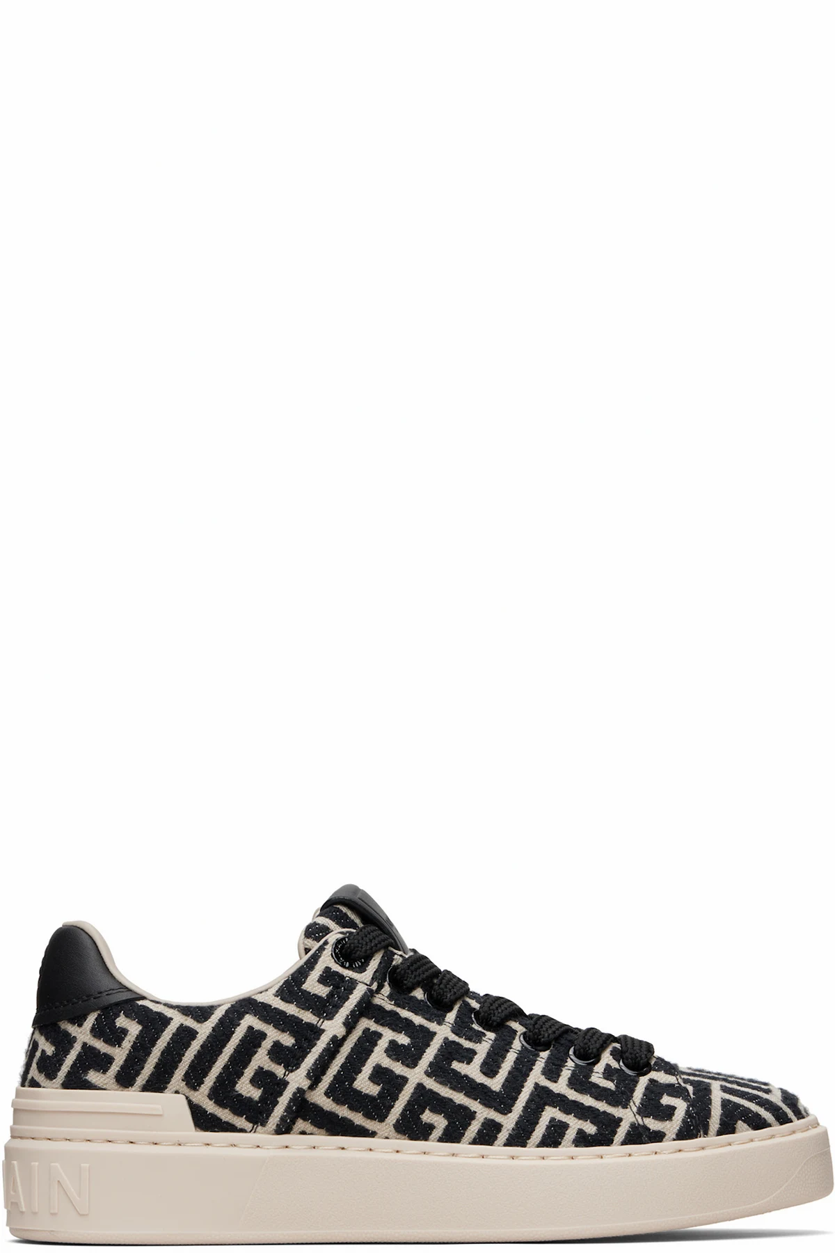 Black & Beige Monogram Jacquard B-Court Sneakers