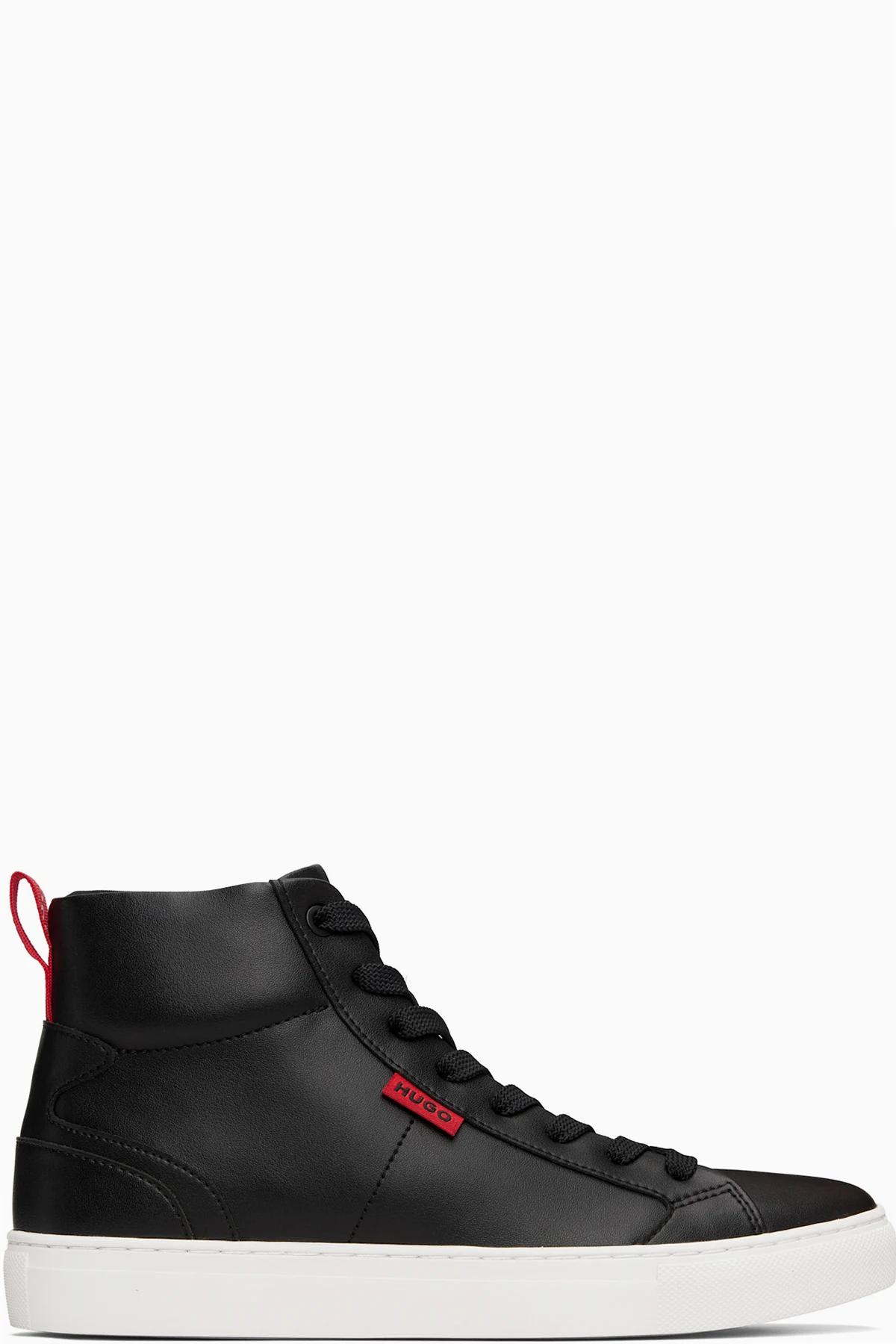 Black Faux-Leather High-Top Sneakers