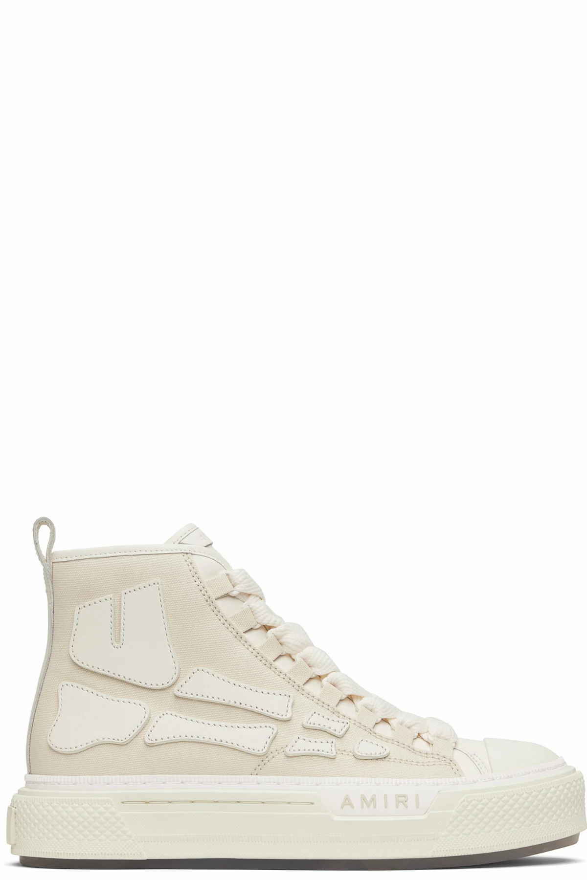 Beige & White Skel Court Hi Sneakers