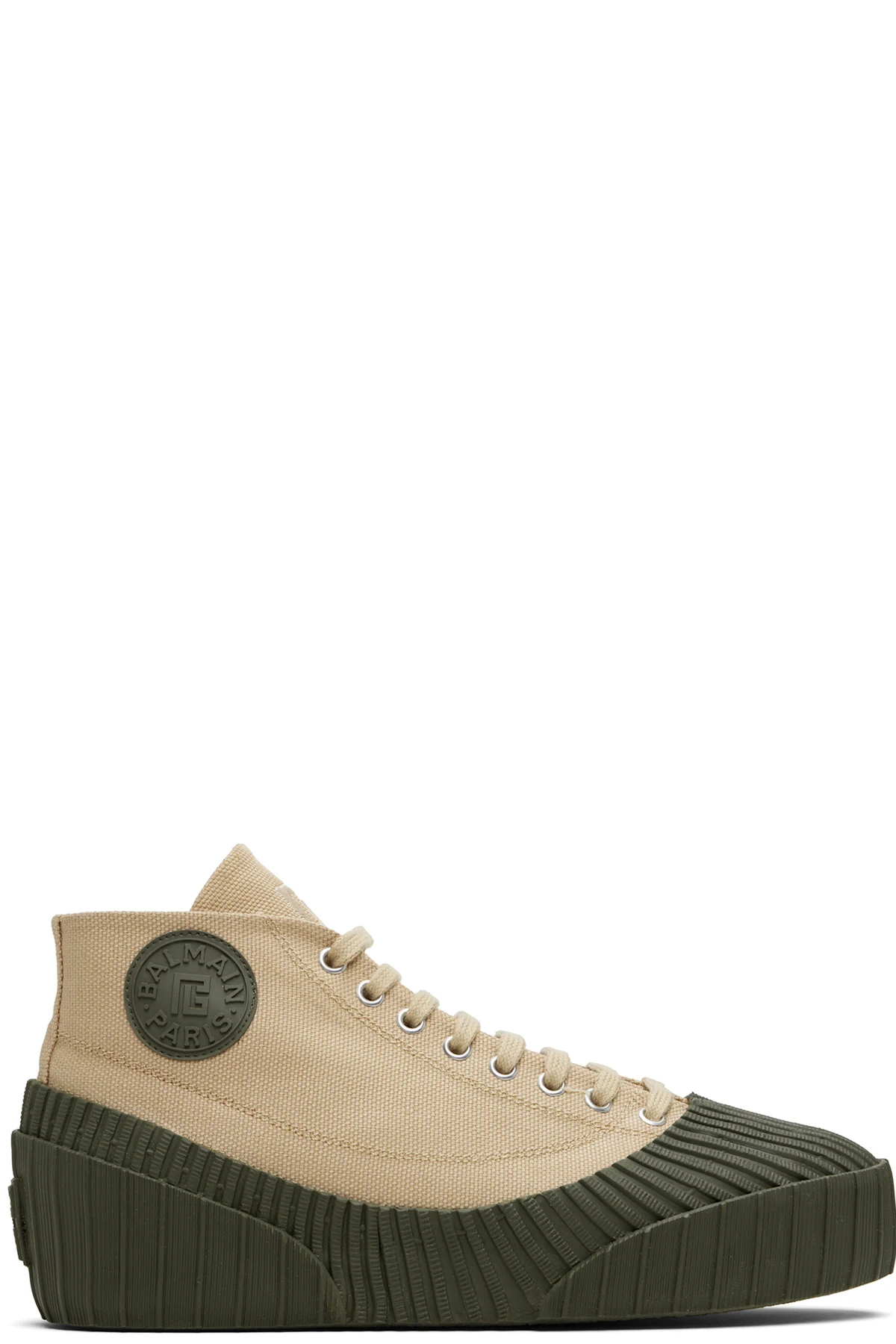Beige & Khaki Riff Low Canvas Sneakers