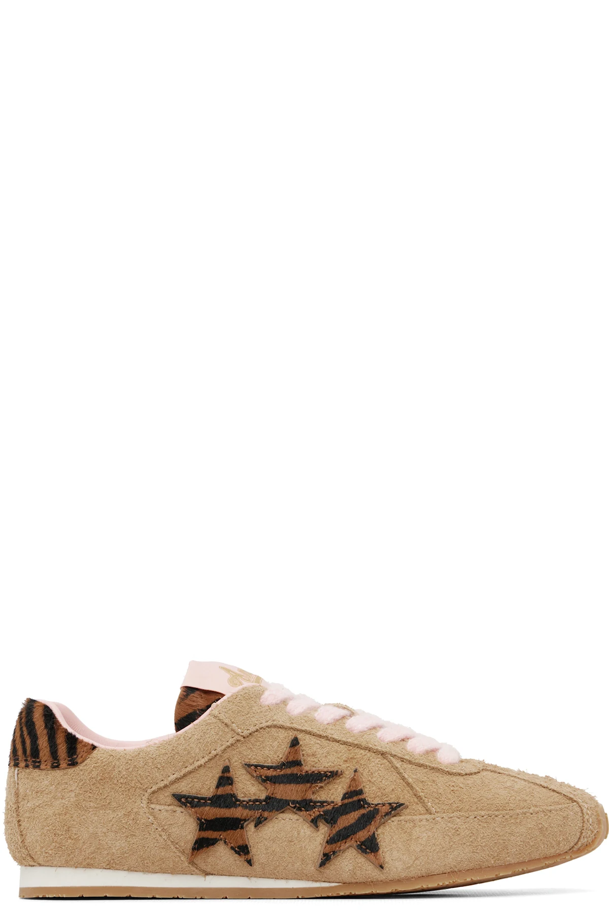 Beige Zebra Pacific Flat Sneakers