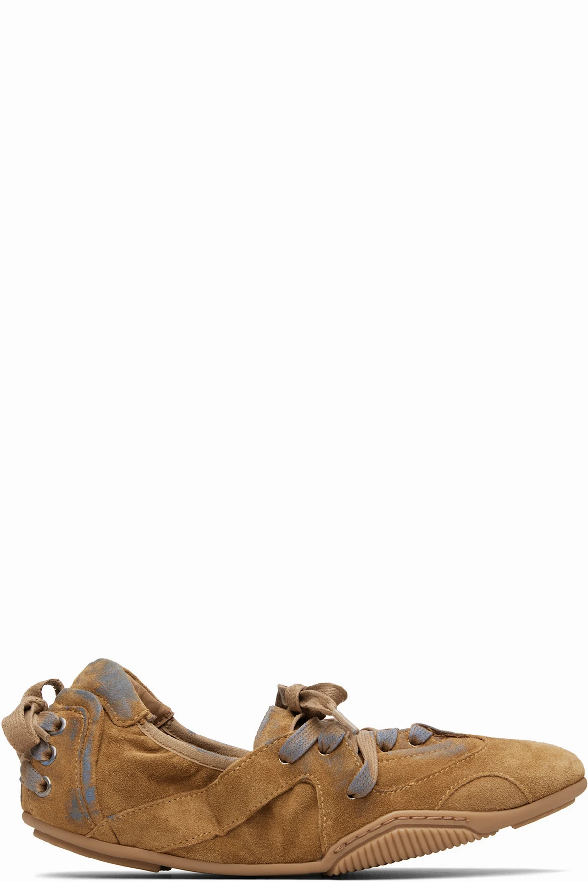 Brown & Blue Lace-up Suede Sneakers