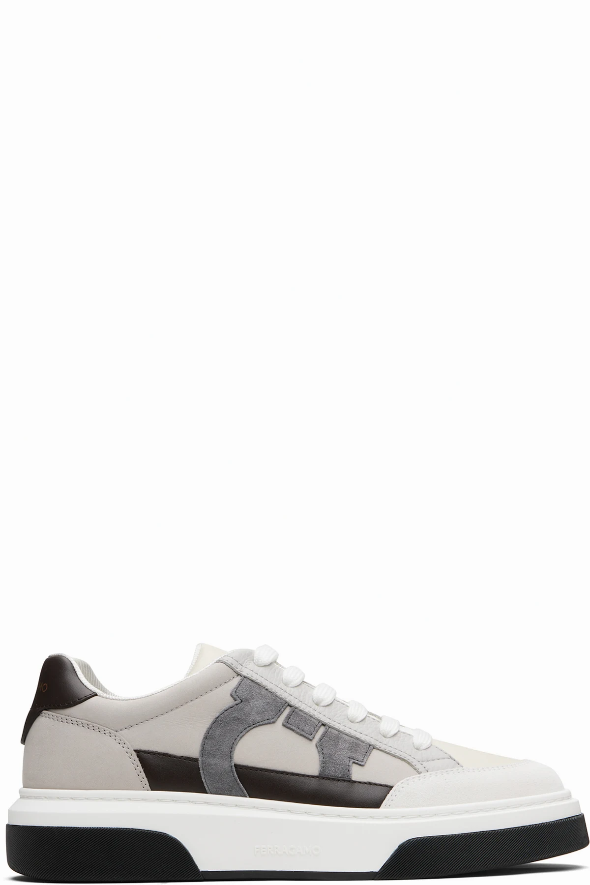 Gray & Off-White Low Cut Gancini Outline Sneakers