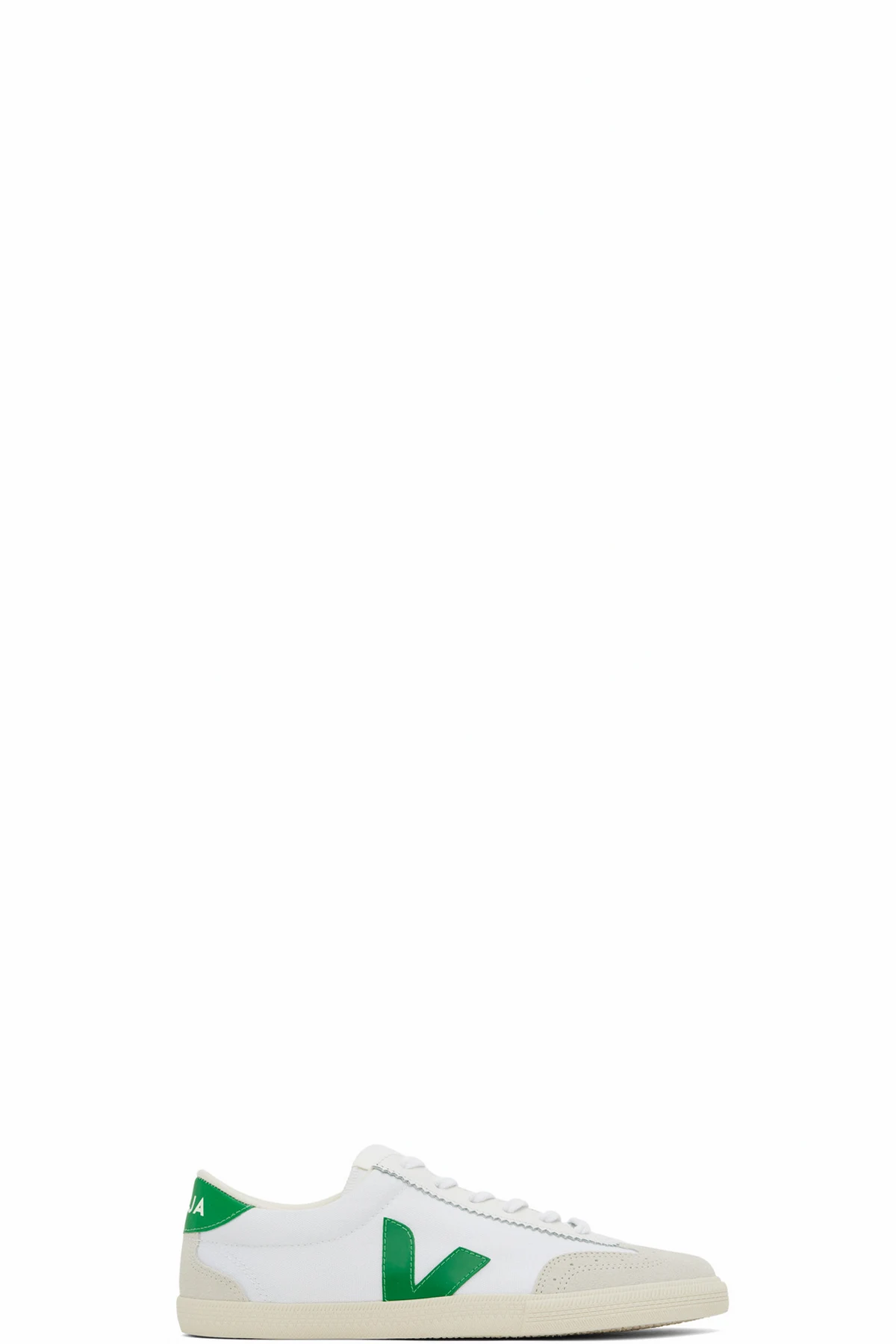 White & Green Volley Canvas Sneakers