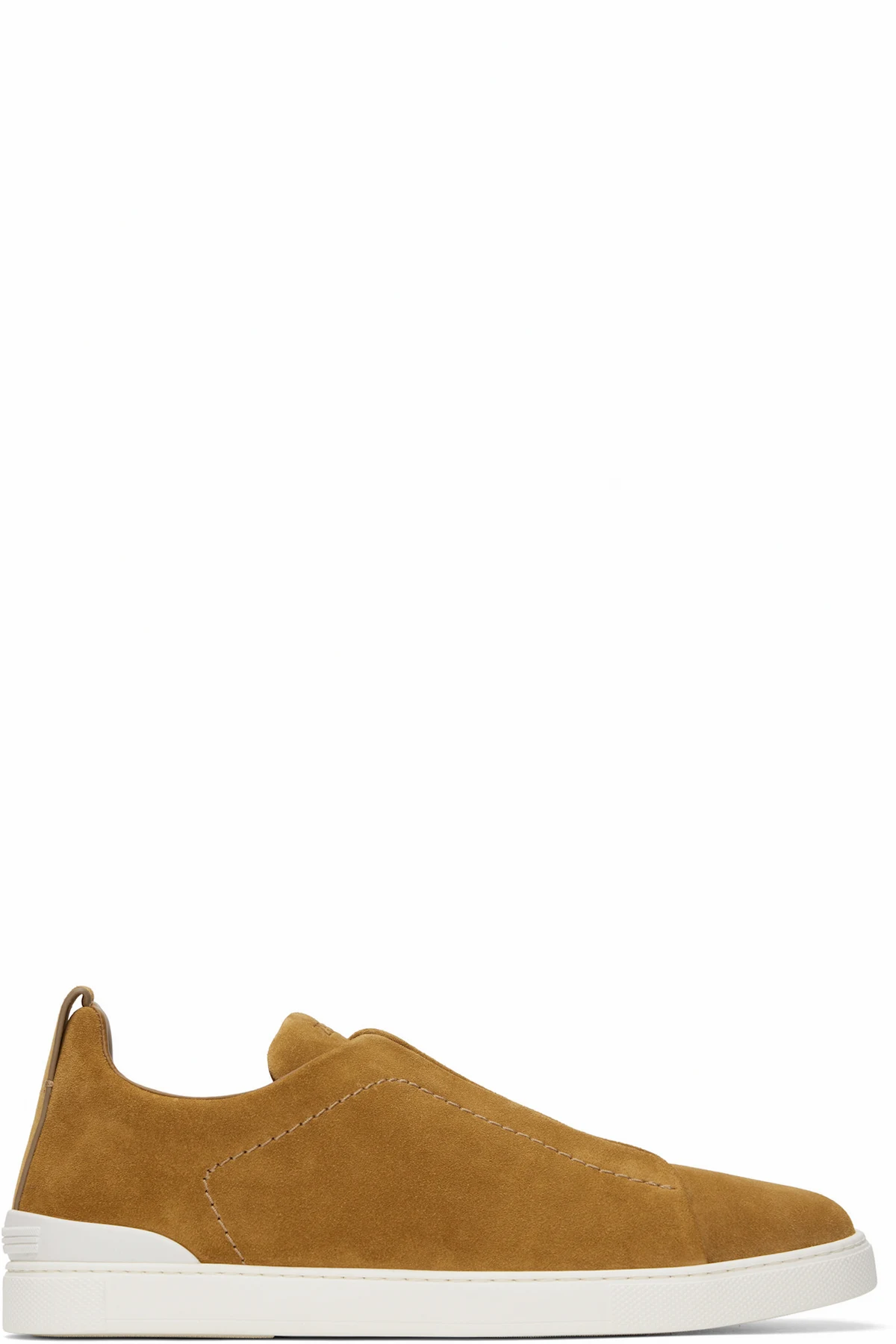 Tan Suede Triple Stitch Sneakers