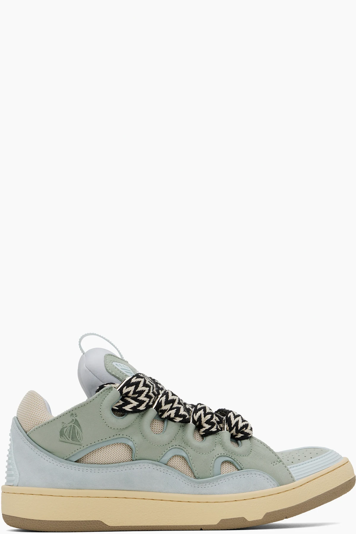 Blue & Green Leather Curb Sneakers