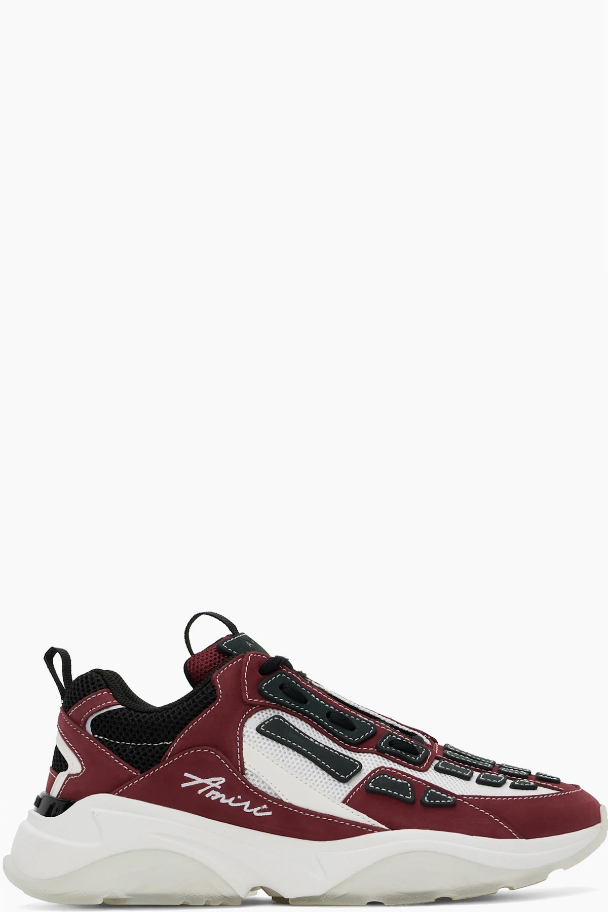 White & Burgundy Bone Runner Sneakers